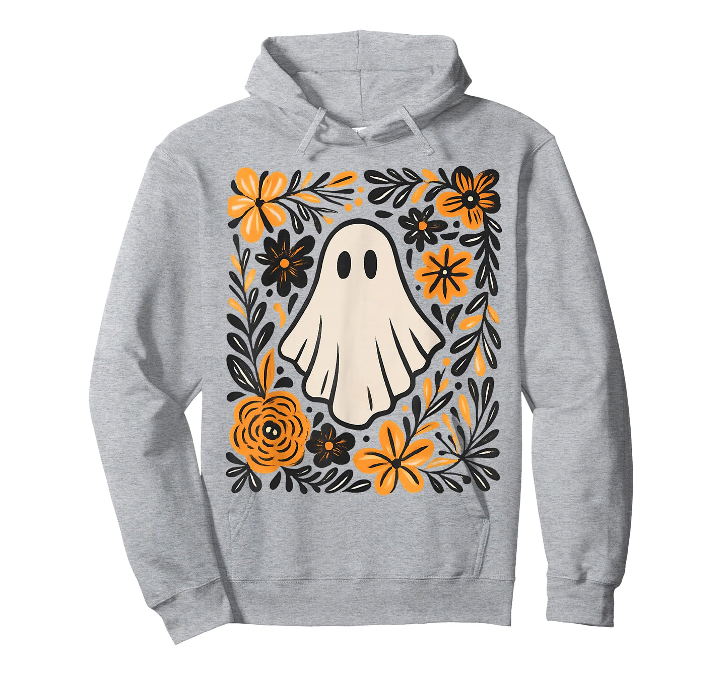 Cute Ghost Wildflower Spooky Season Halloween Trick Or Treat T-Shirt
