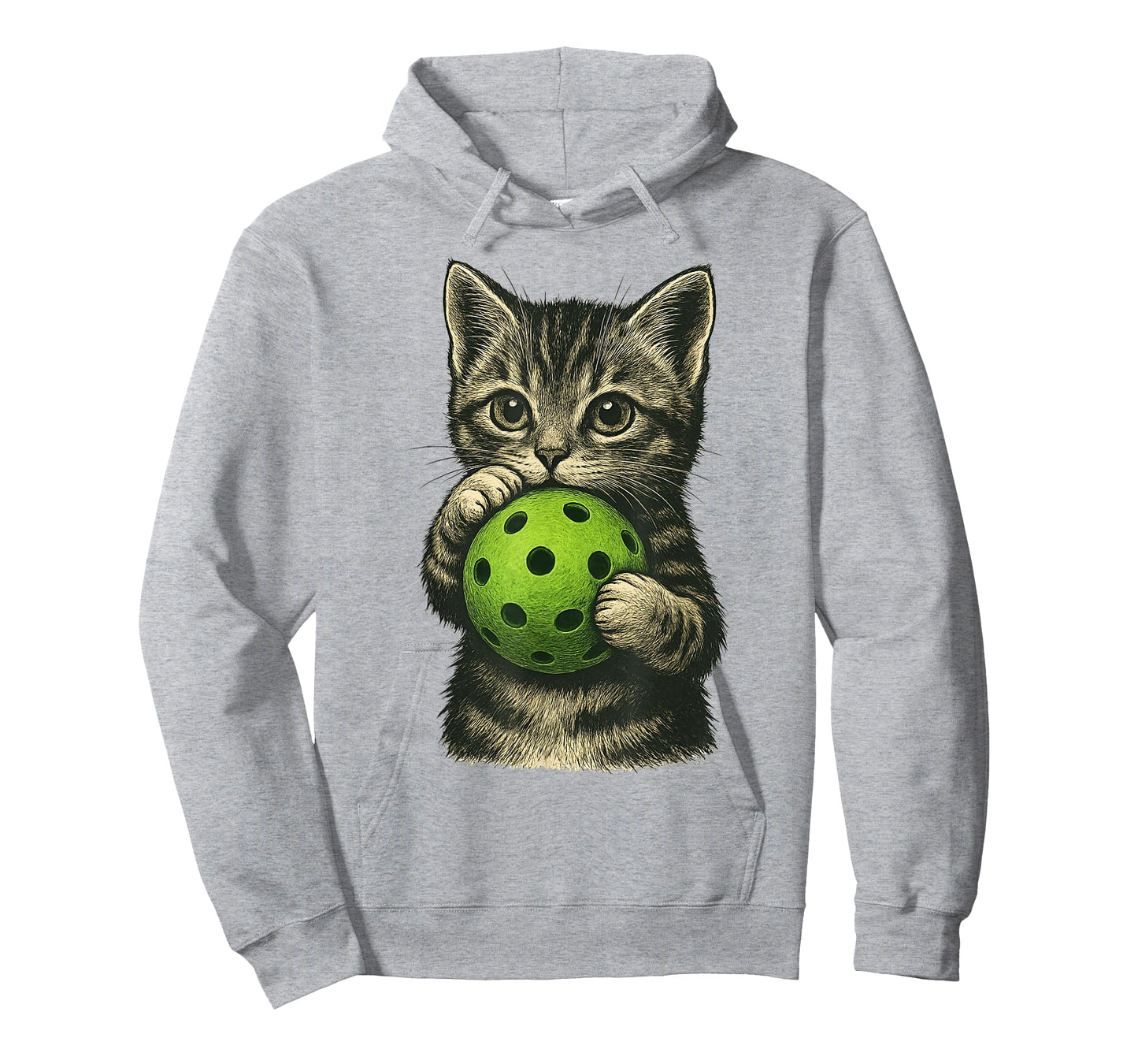 Cute Cat Playing PickleBall Kitten Lovers Pickleball Paddle T-Shirt for Men Women Kids