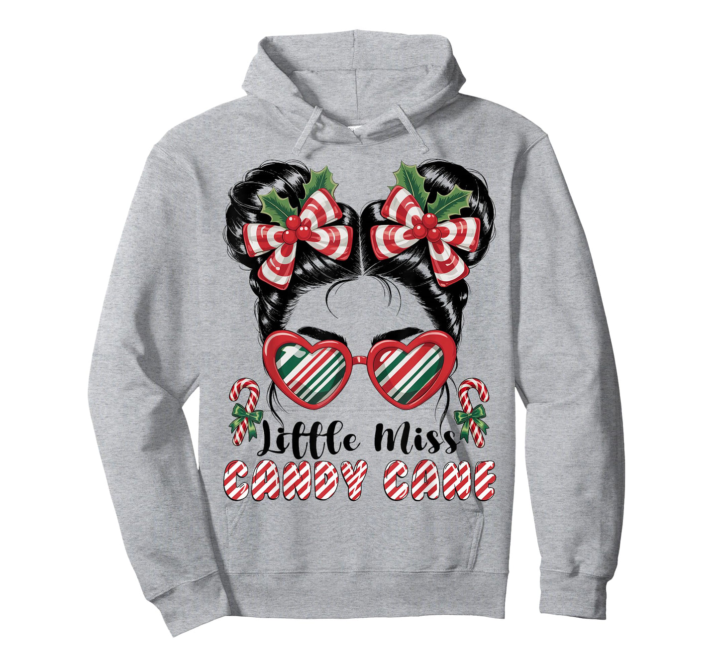 Messy Bun Little Miss Candy Cane Christmas Girls Toddlers T-Shirt