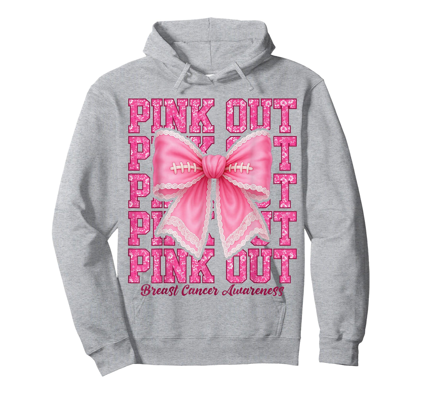 Pink Out Football Breast Cancer Awareness Coquette Bow T-Shirt