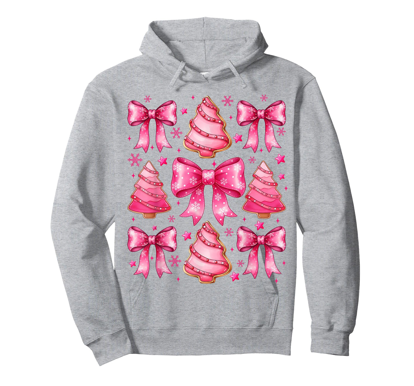 Pink Christmas Tree Shirt Cute Xmas Bow Women Girls T-Shirt