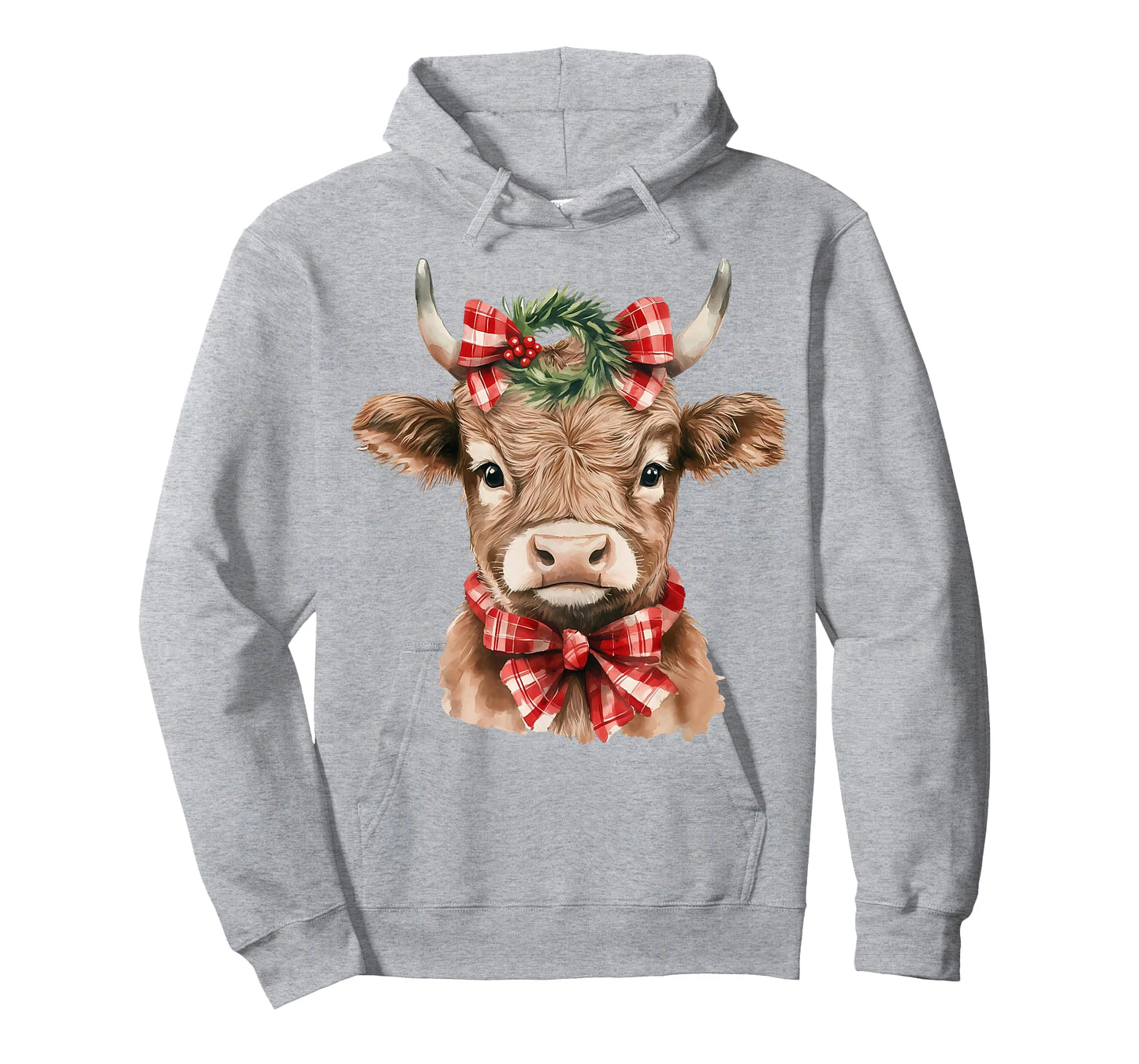 Christmas Highland Cow Cute Moo Cow Coquette Xmas Women Kids T-Shirt