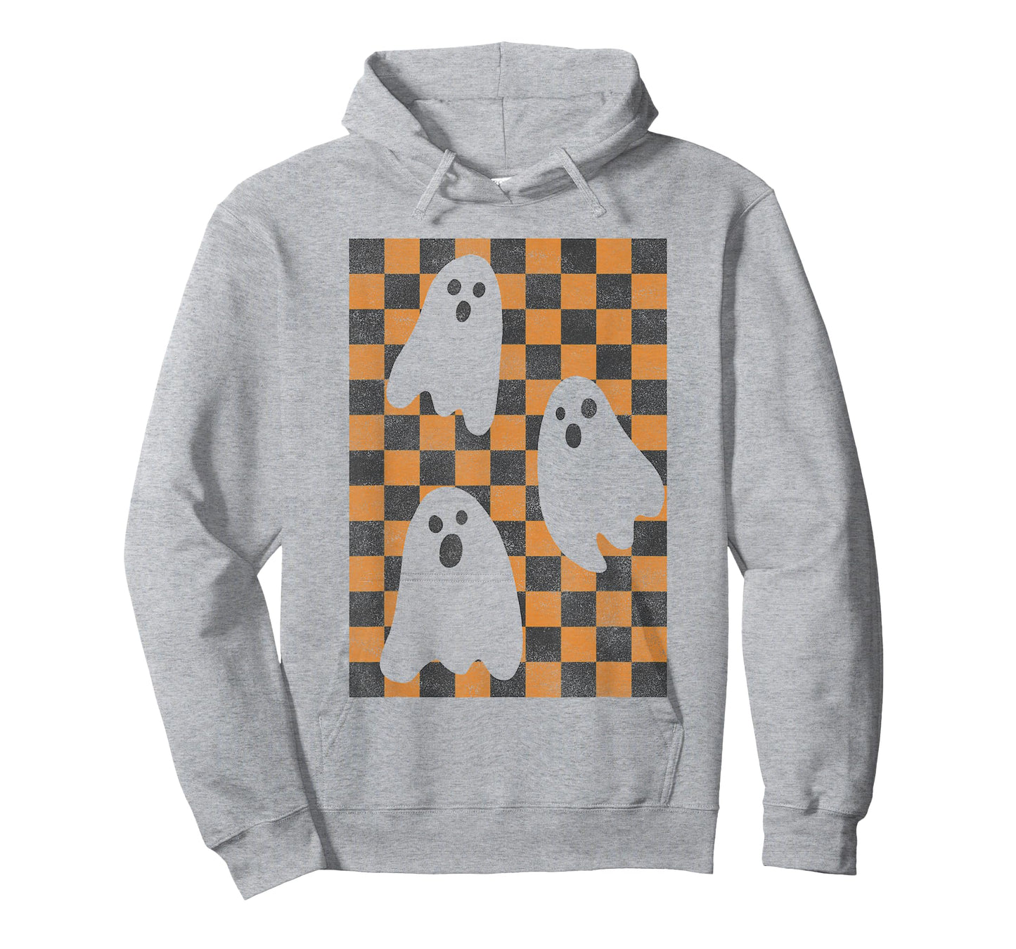 Halloween Ghosts Spooky Season Checker Board Distressed T-Shirt