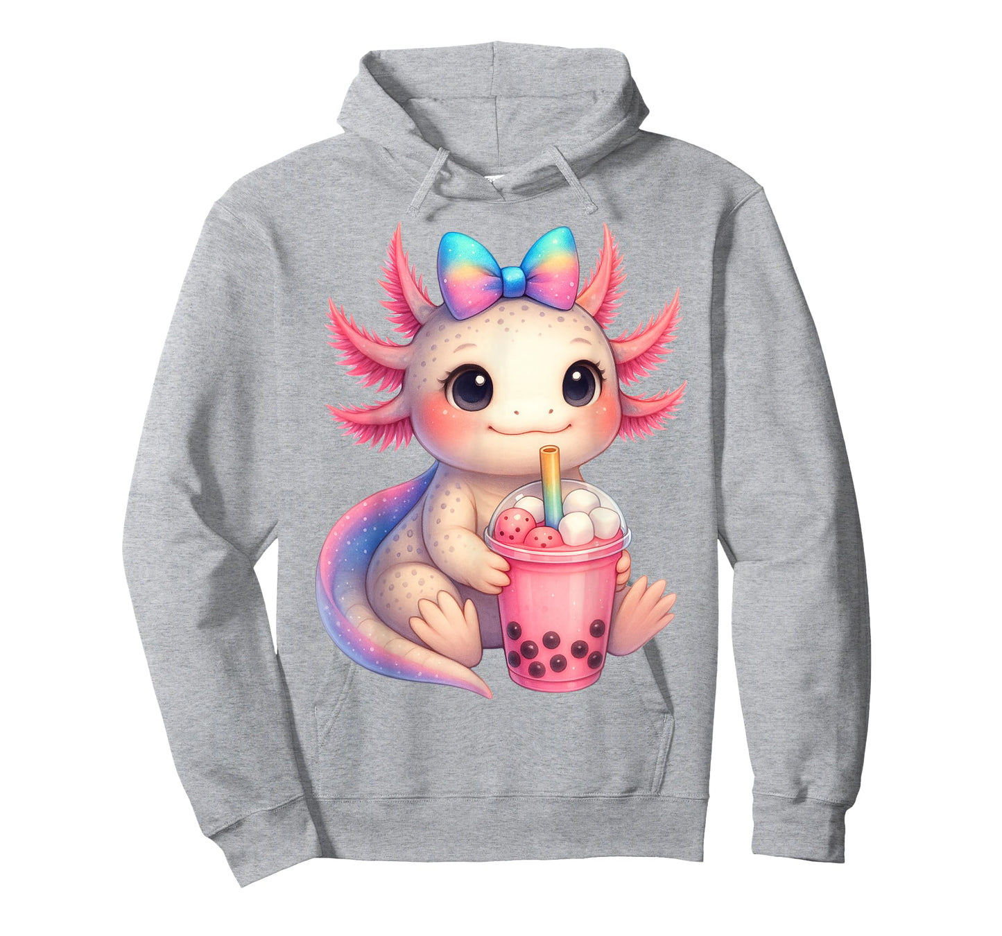 Cute Anime Kawaii Axolotl Boba Bubble Tea Women Girls Kids T-Shirt