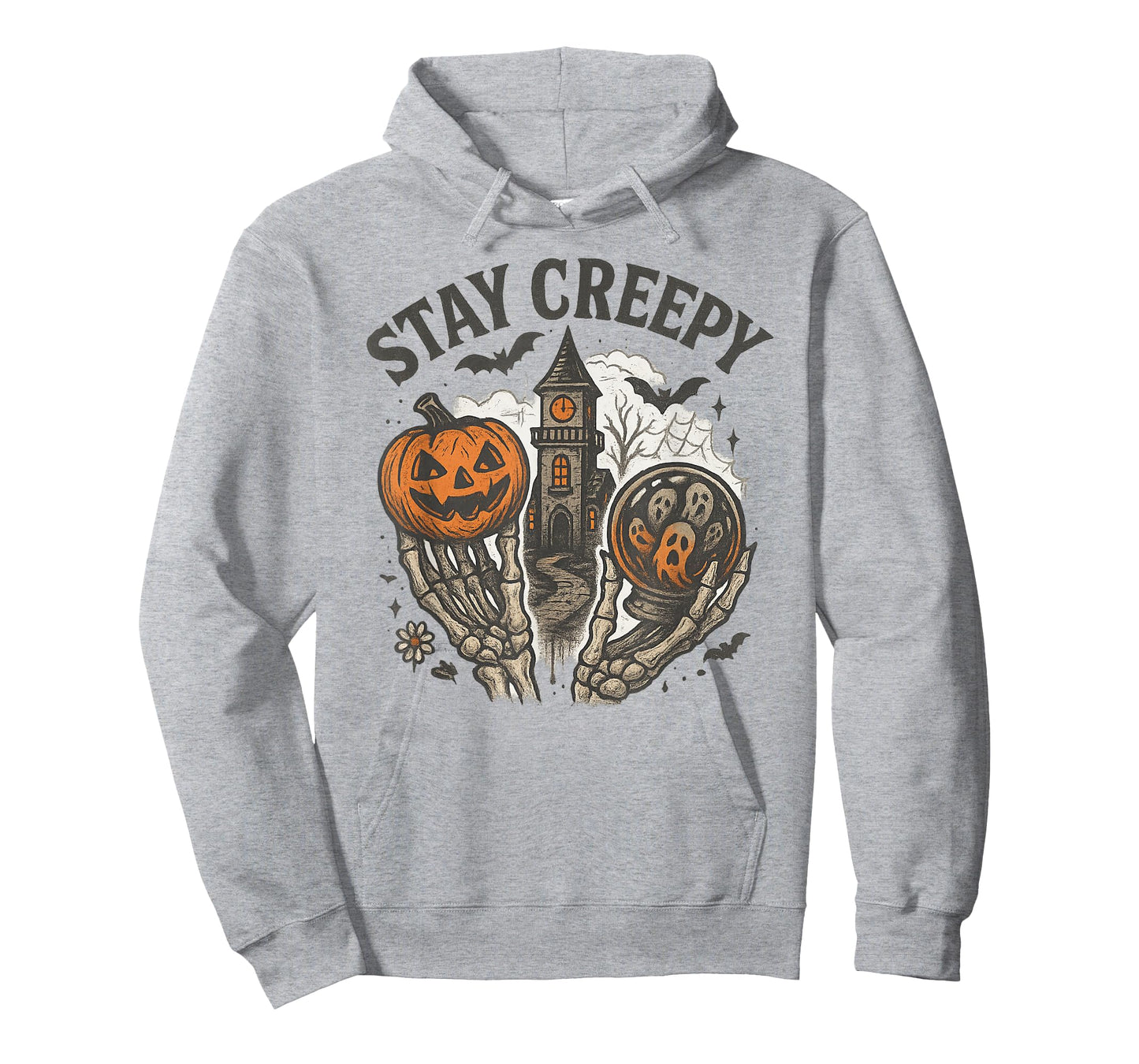 Stay Creepy Vintage Halloween Haunted House Graphic T-Shirt