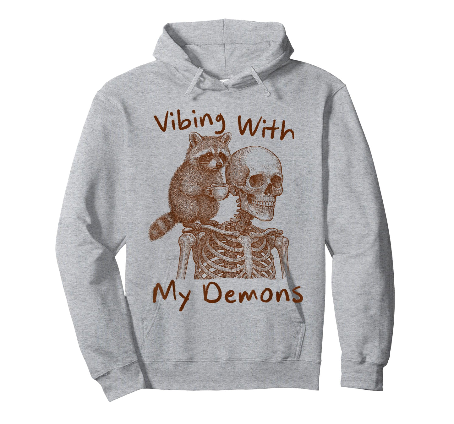 Halloween Vibes Racoon & Skeleton Vibing with My Demons T-Shirt