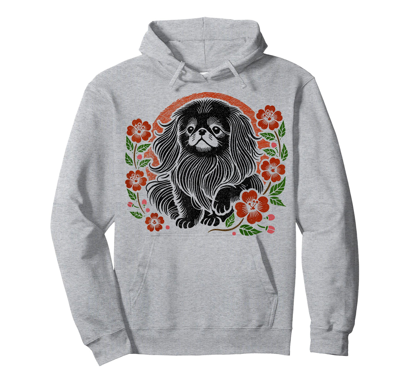 Pekingese Dog Retro Japanese Cherry Blossoms Cute Floral T-Shirt for Men Women