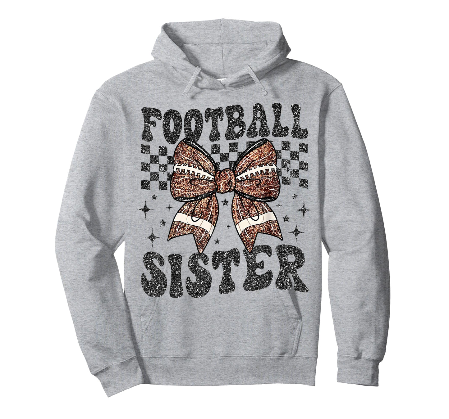 Checkered Football Sister Coquette Bow Game Day Women Girls T-Shirt