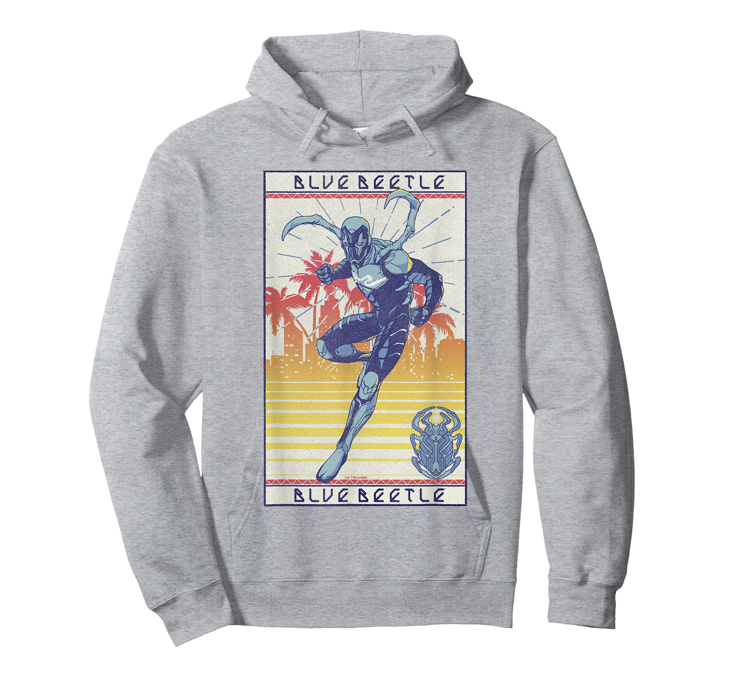 Blue Beetle Cool Pose Over Sunny City Vintage Portrait T-Shirt
