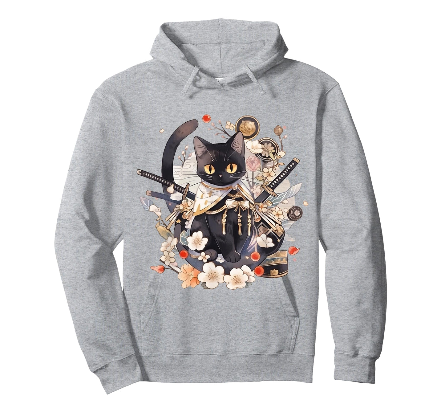 Japanese Art Cat Ninja Ukiyo-e Anime Style Samurai Cat T-Shirt