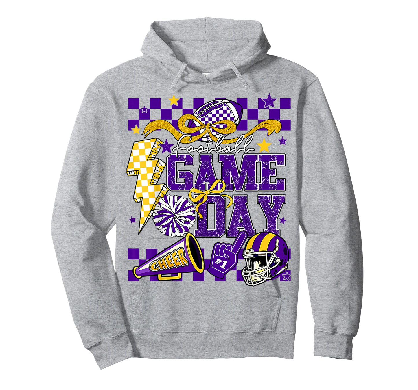 Game Day Football Touchdown Dad Mom Girls Go Cheer Purple T-Shirt
