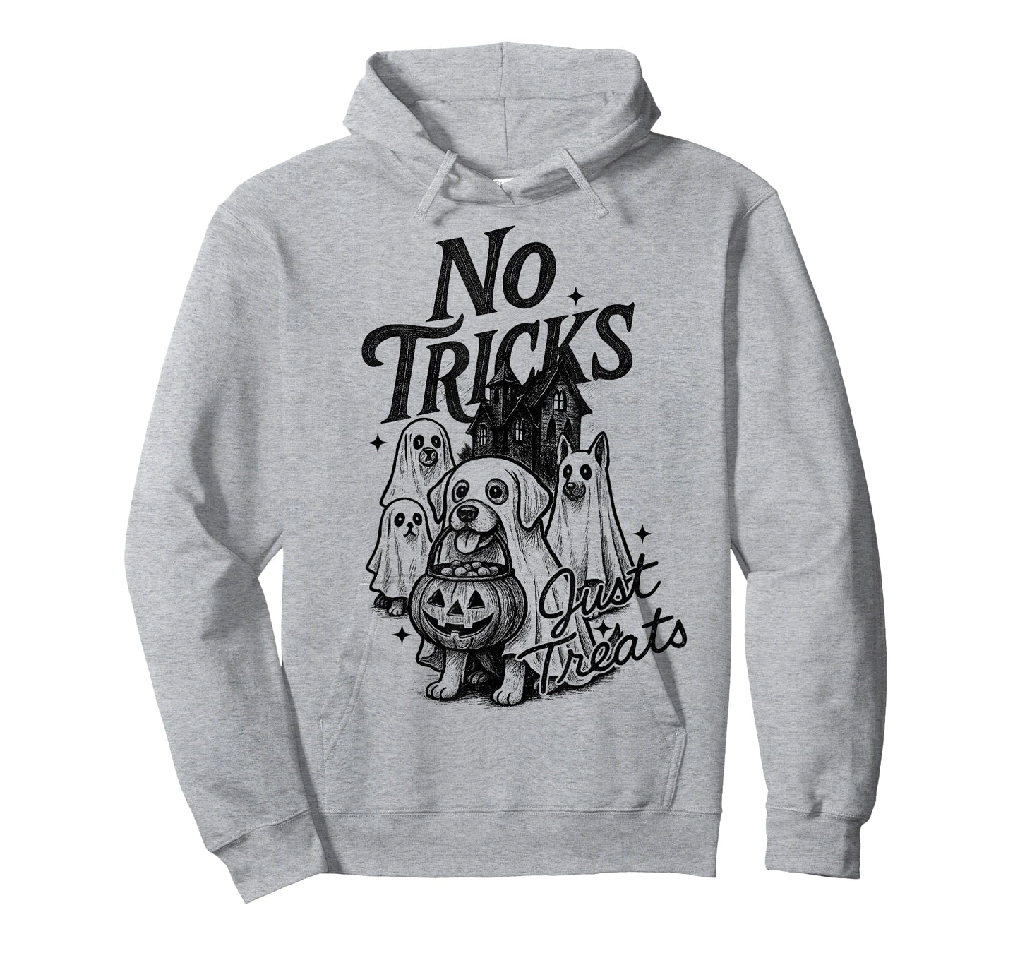 Happy Halloween No Tricks Just Treats Cute Ghost Dogs Spooky T-Shirt