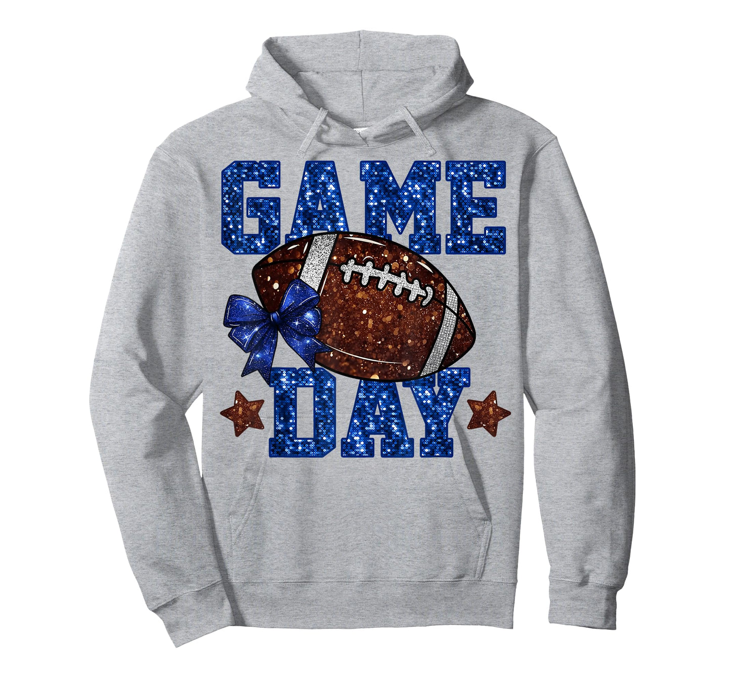 Game Day Football Blue Coquette Bow Team Spirit Touchdown T-Shirt