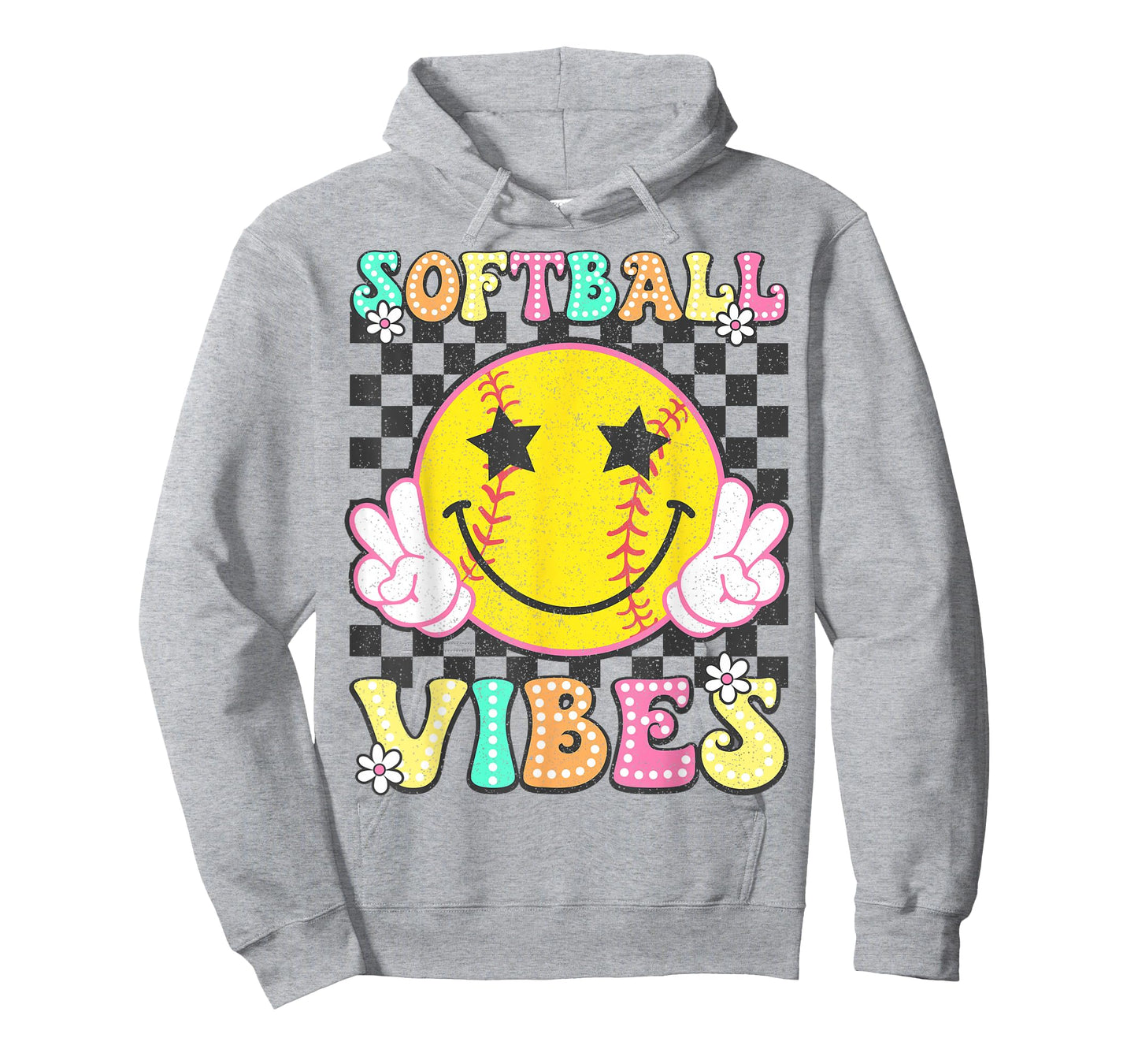 Softball Vibes Softball Retro Groovy Game Day Girls Women T-Shirt