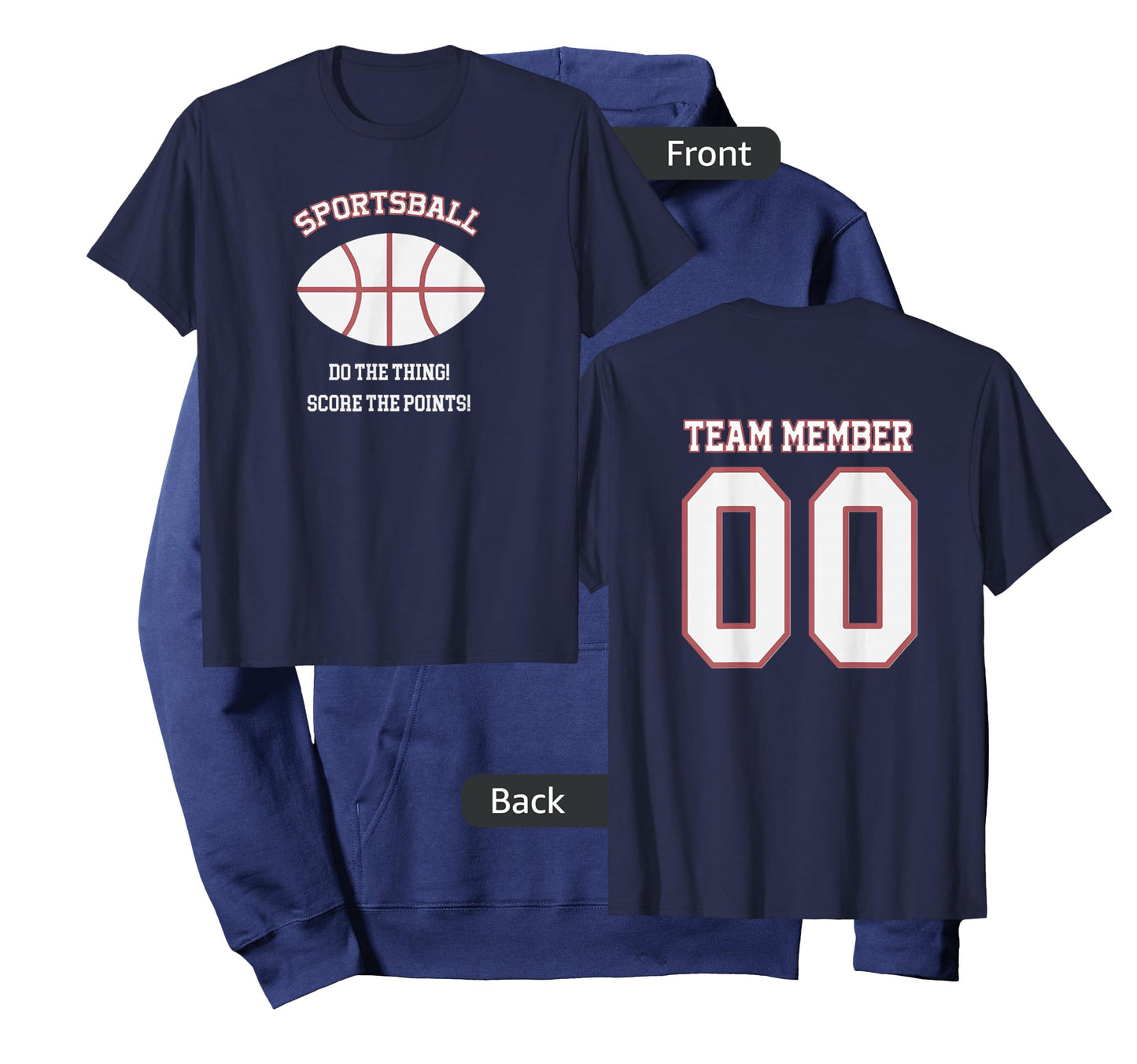 SPORTSBALL 2 Sided Jersey Style Baseball Football Basketball T-Shirt