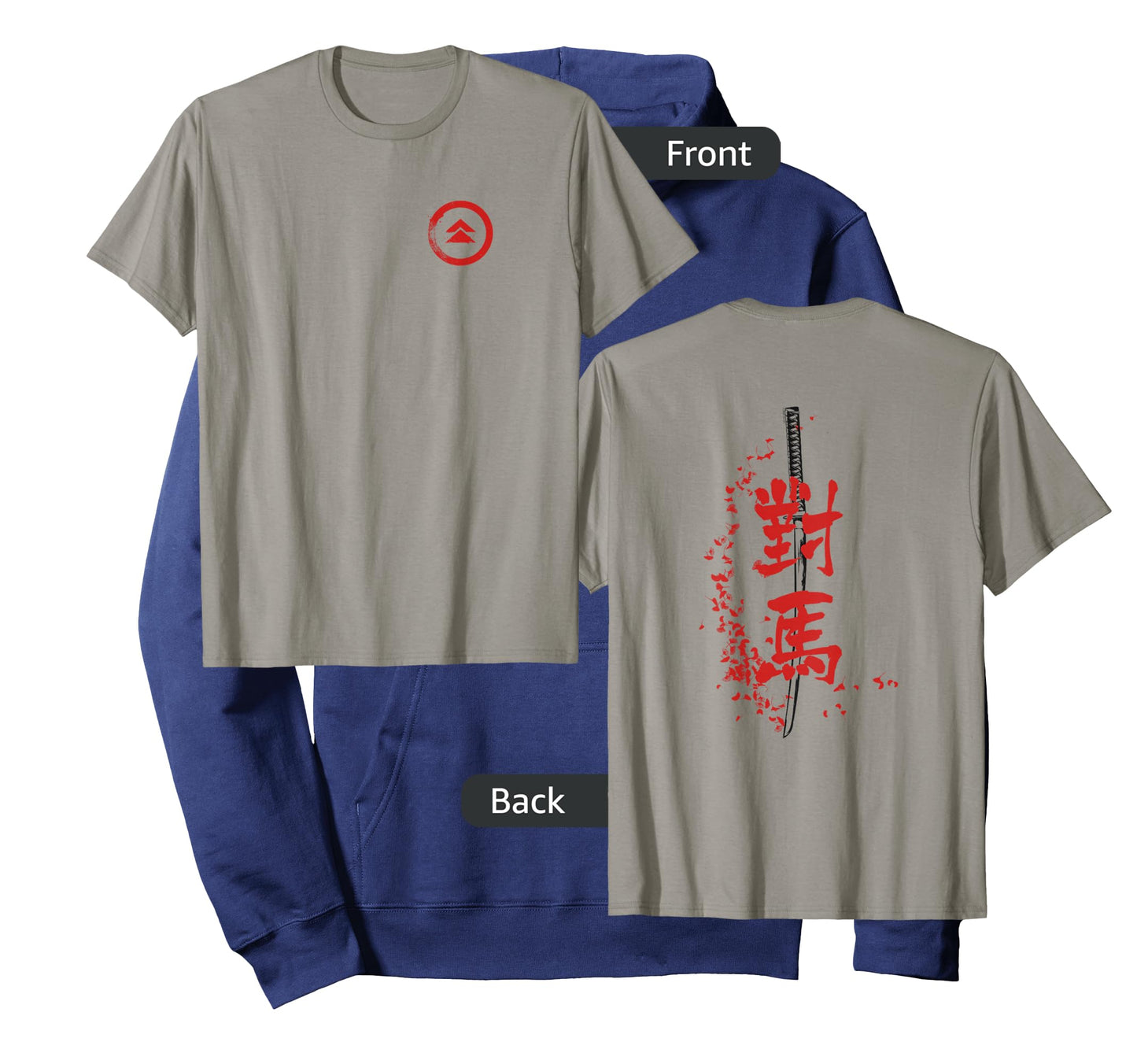 Ghost of Tsushima Sword Kanji with Falling Leaves T-Shirt