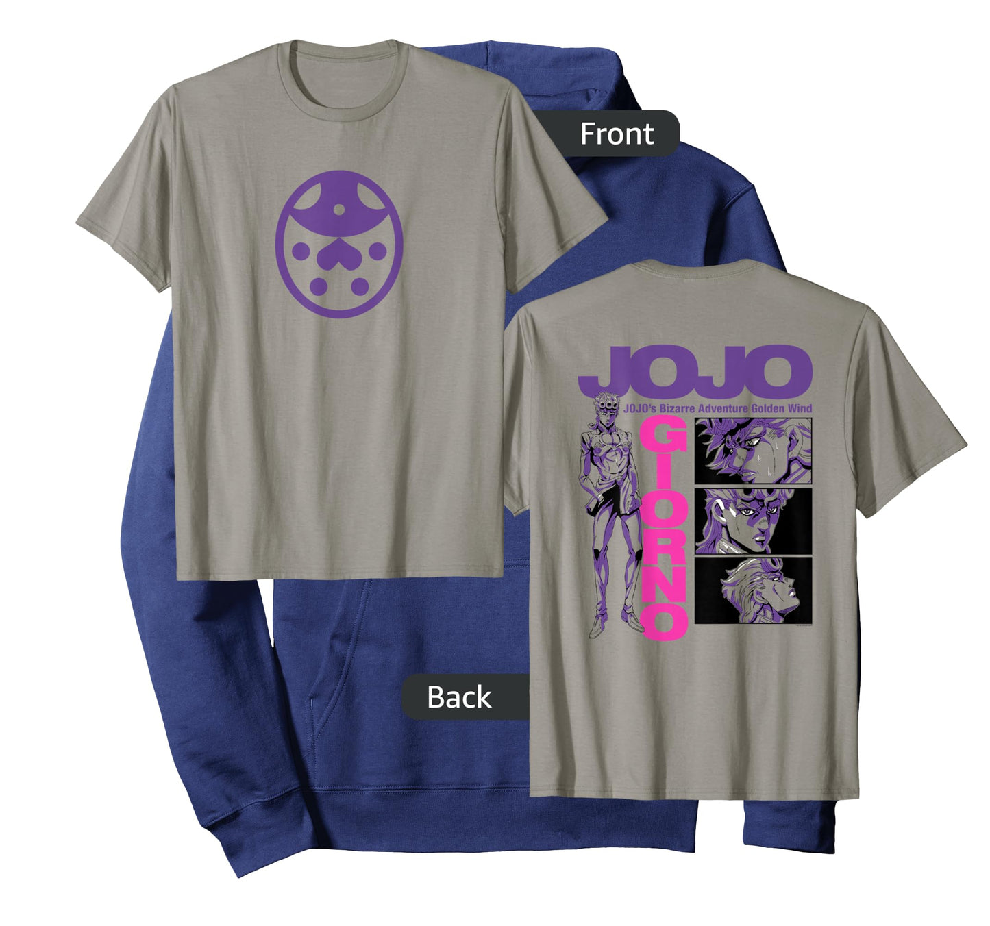JoJo Golden Wind Giorno's Ladybug Brooch Front and Back T-Shirt