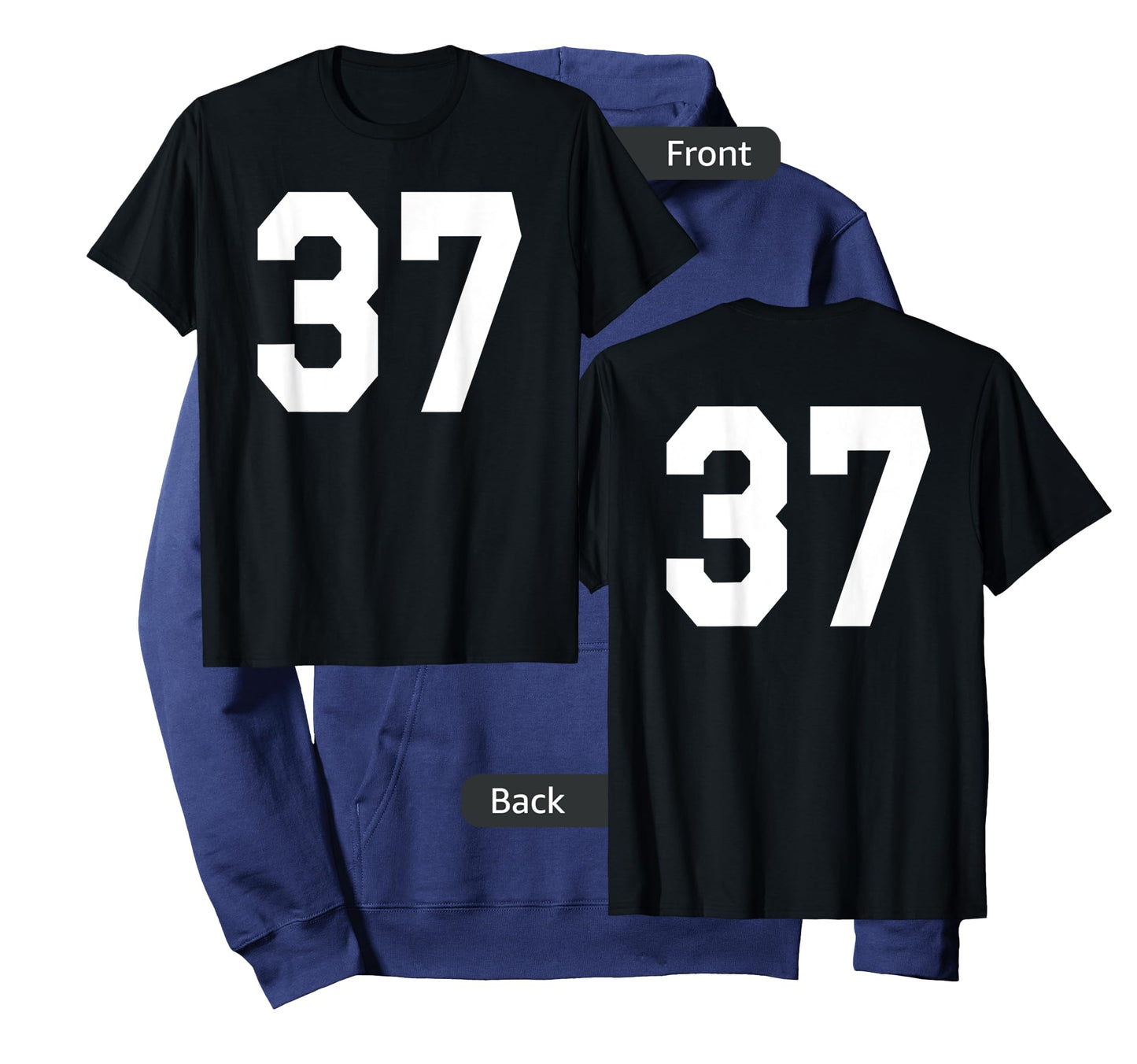 Number 37 Sports Jersey Front and Back Team Player T-Shirt