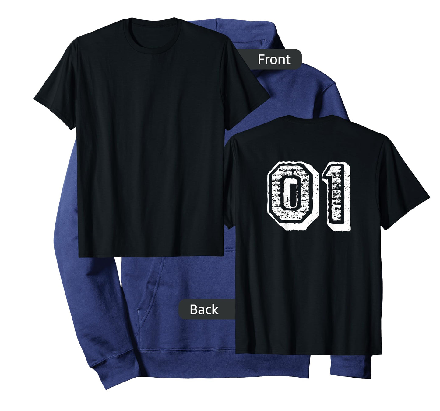 Number 01 Sports Jersey Player #01 1 Fan BACK PRINT Vintage T-Shirt