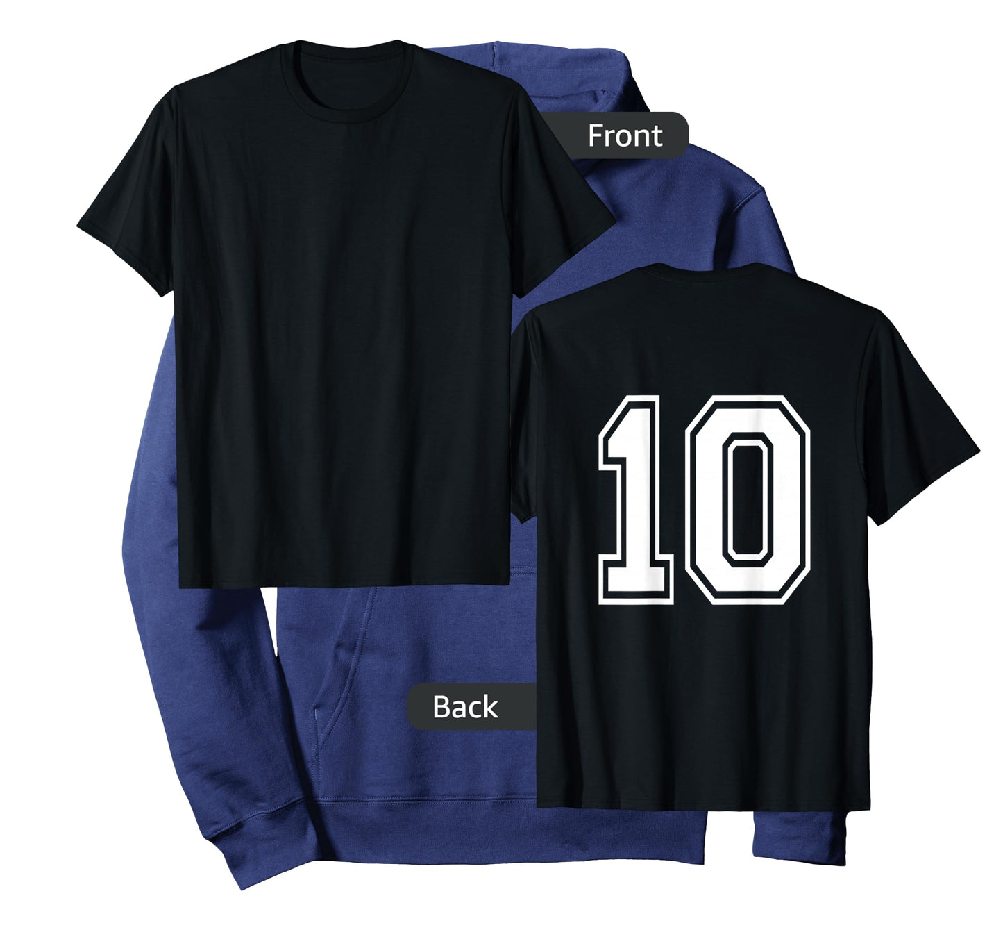 Number 10 Shirt Sports Player Number BACK of Shirt T-Shirt