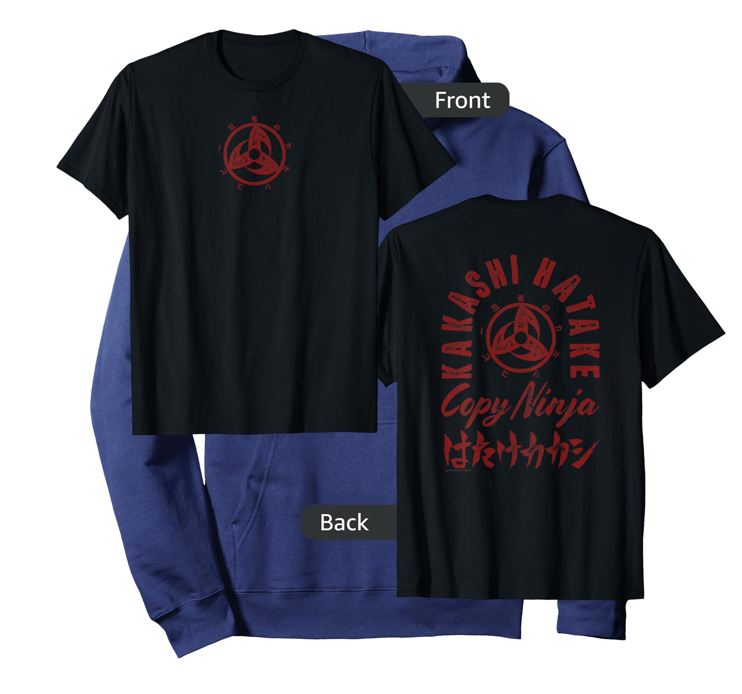 Naruto Shippuden Kakashi Hatake Ninja Front and Back Anime T-Shirt