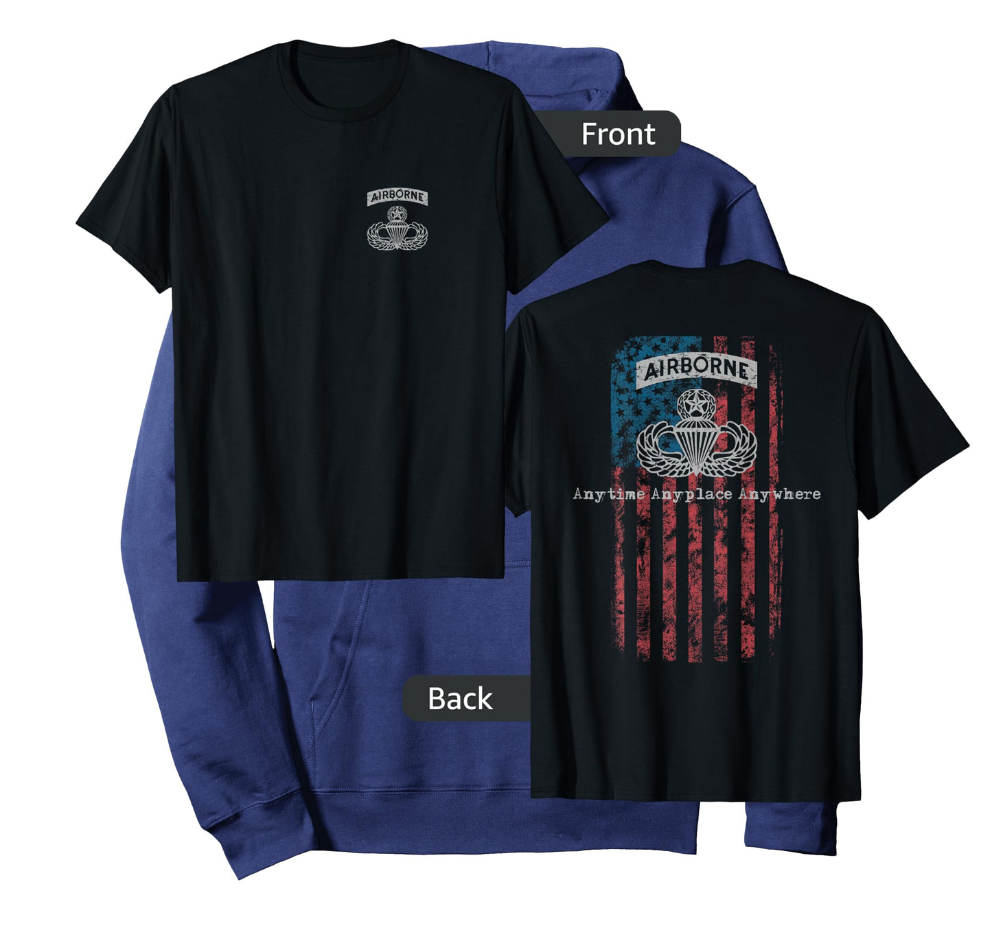 Gray Airborne Jumpmaster Badge with Flag T-Shirt