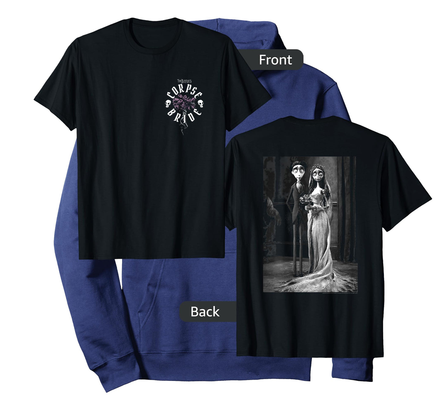 Corpse Bride Front and Back Victor Emily Marriage Movie T-Shirt