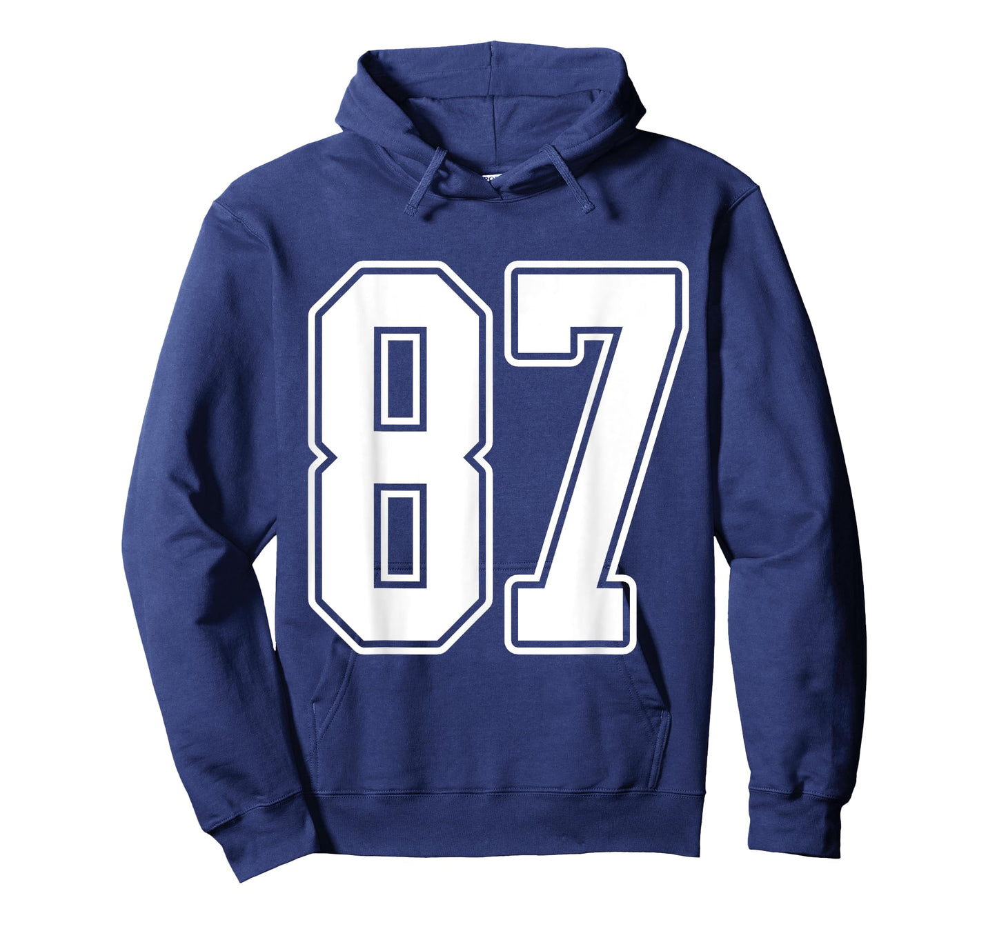 #87 White Outline Number 87 Sports Fan Jersey Style T-Shirt