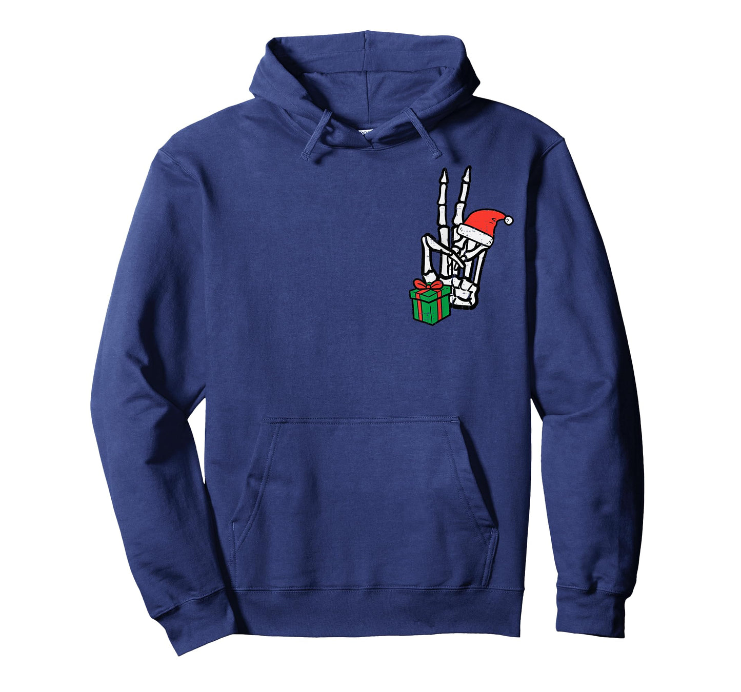 Christmas Skeleton Hand Peace Pocket Xmas Men Women Kids T-Shirt