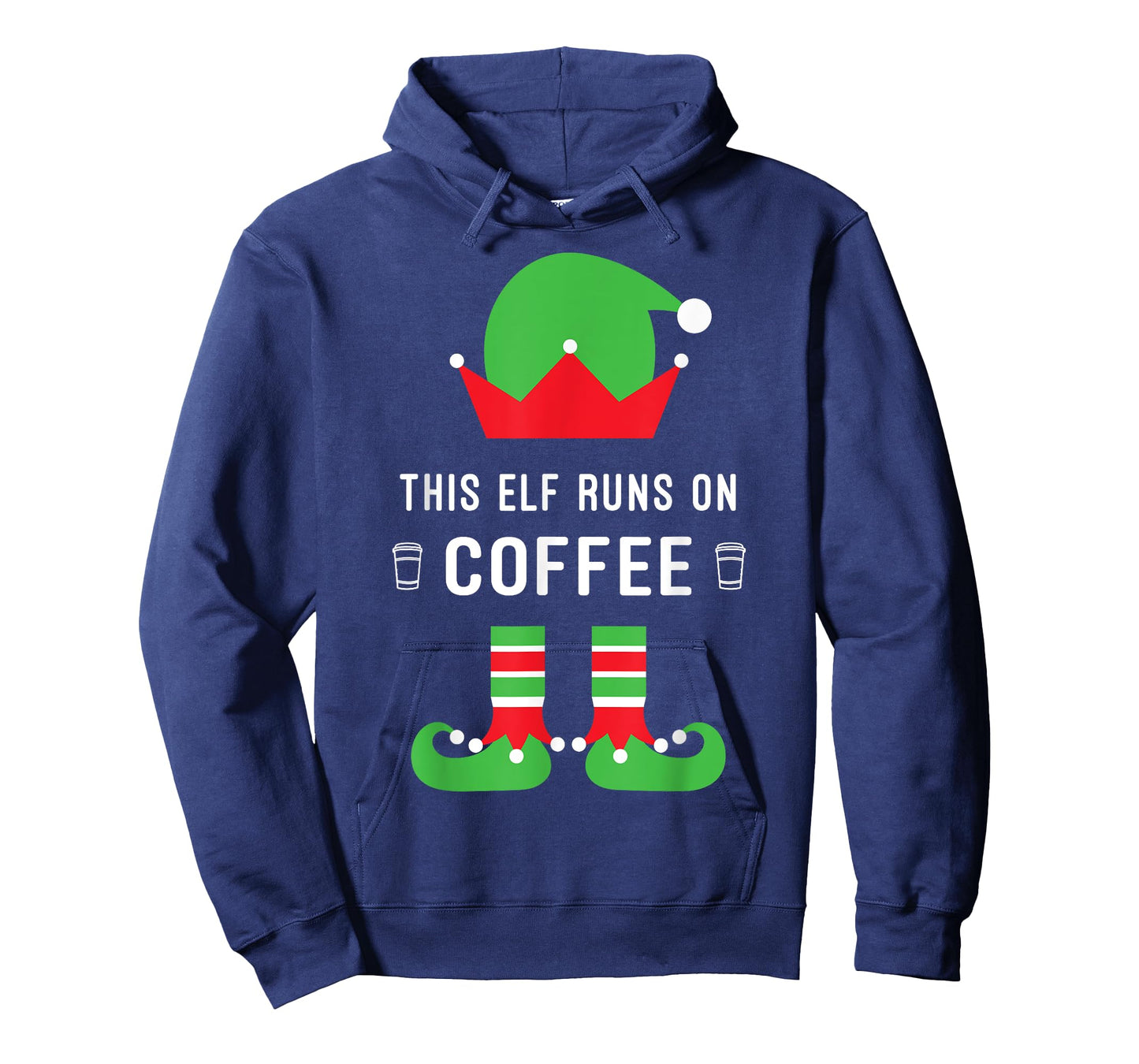 This Elf Runs On Coffee Funny Christmas T-Shirt