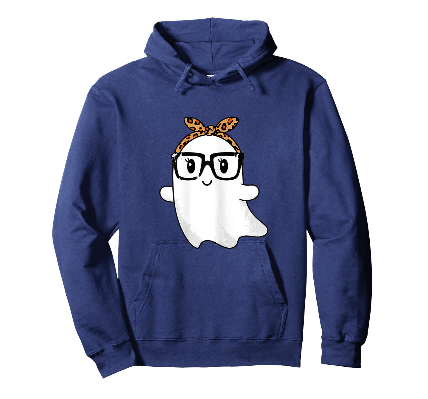 Leopard Bandana Ghost with Glasses Girls Cute Spooky Costume T-Shirt