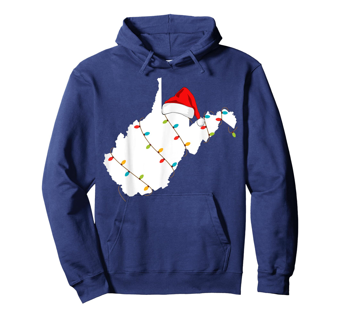 West Virginia Map Christmas T-Shirt With Santa Hat T-Shirt
