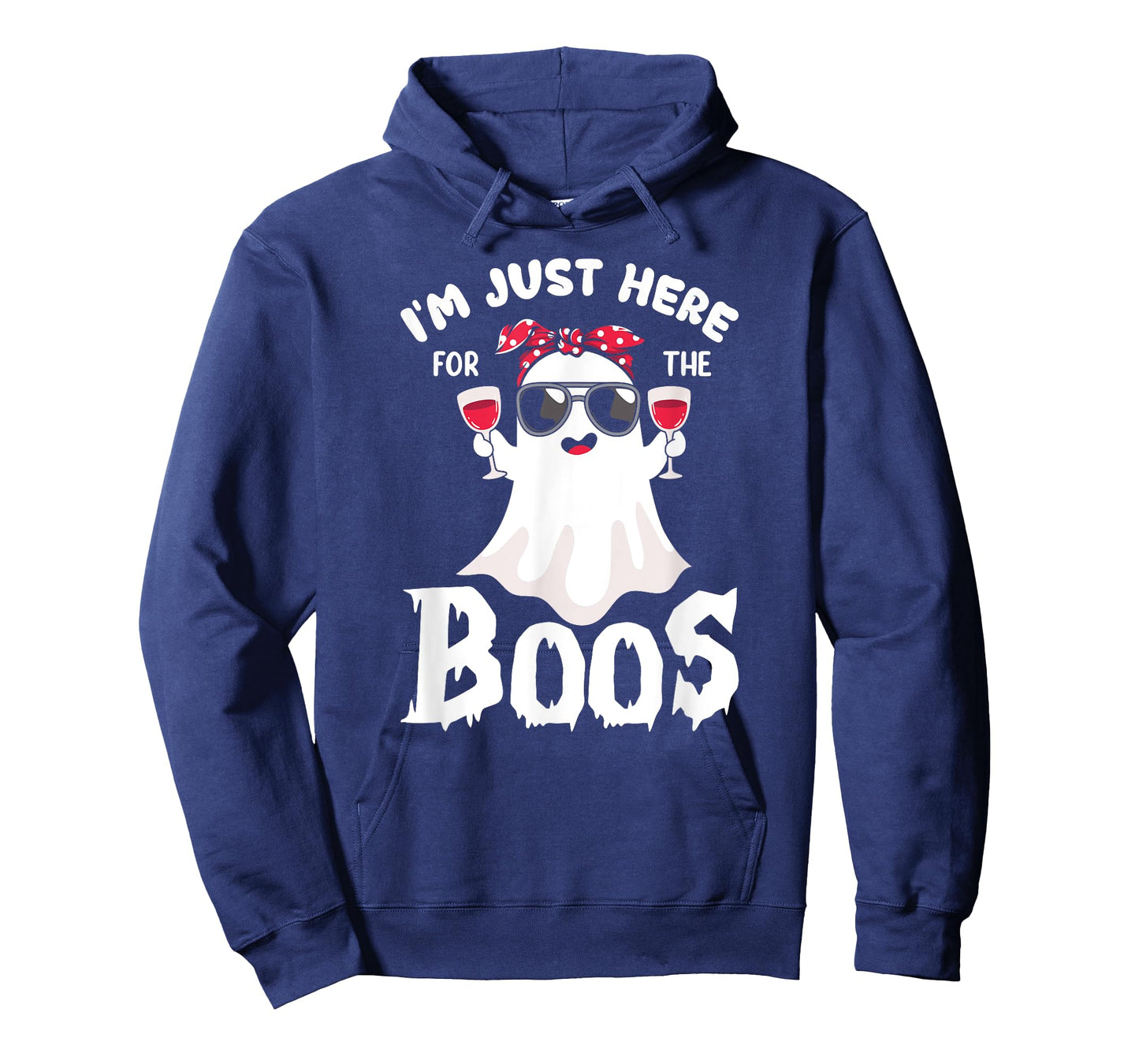 Funny Halloween, Just Here for the Boos, Ghost Drinking Wine T-Shirt