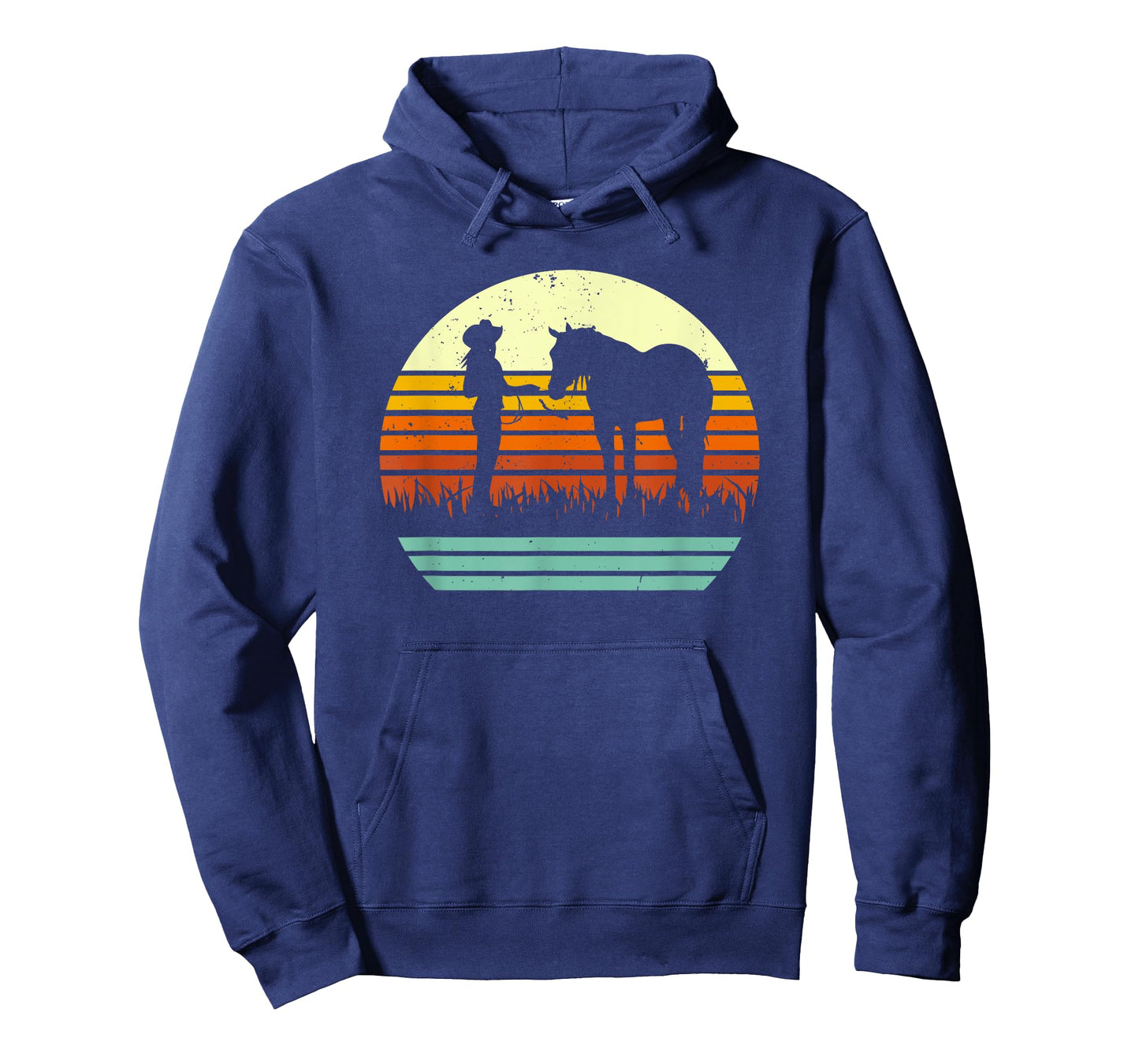 Western Cowgirl Halter Horse Retro Sunset Vintage Style T-Shirt