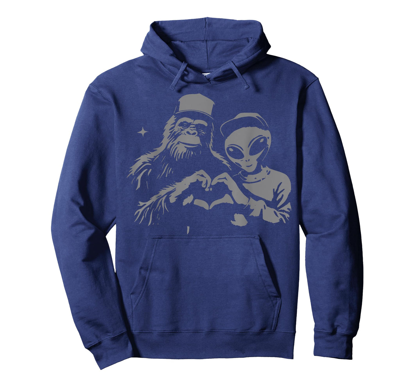 Vintage Bigfoot & Alien Relationship Couple Funny Graphic T-Shirt