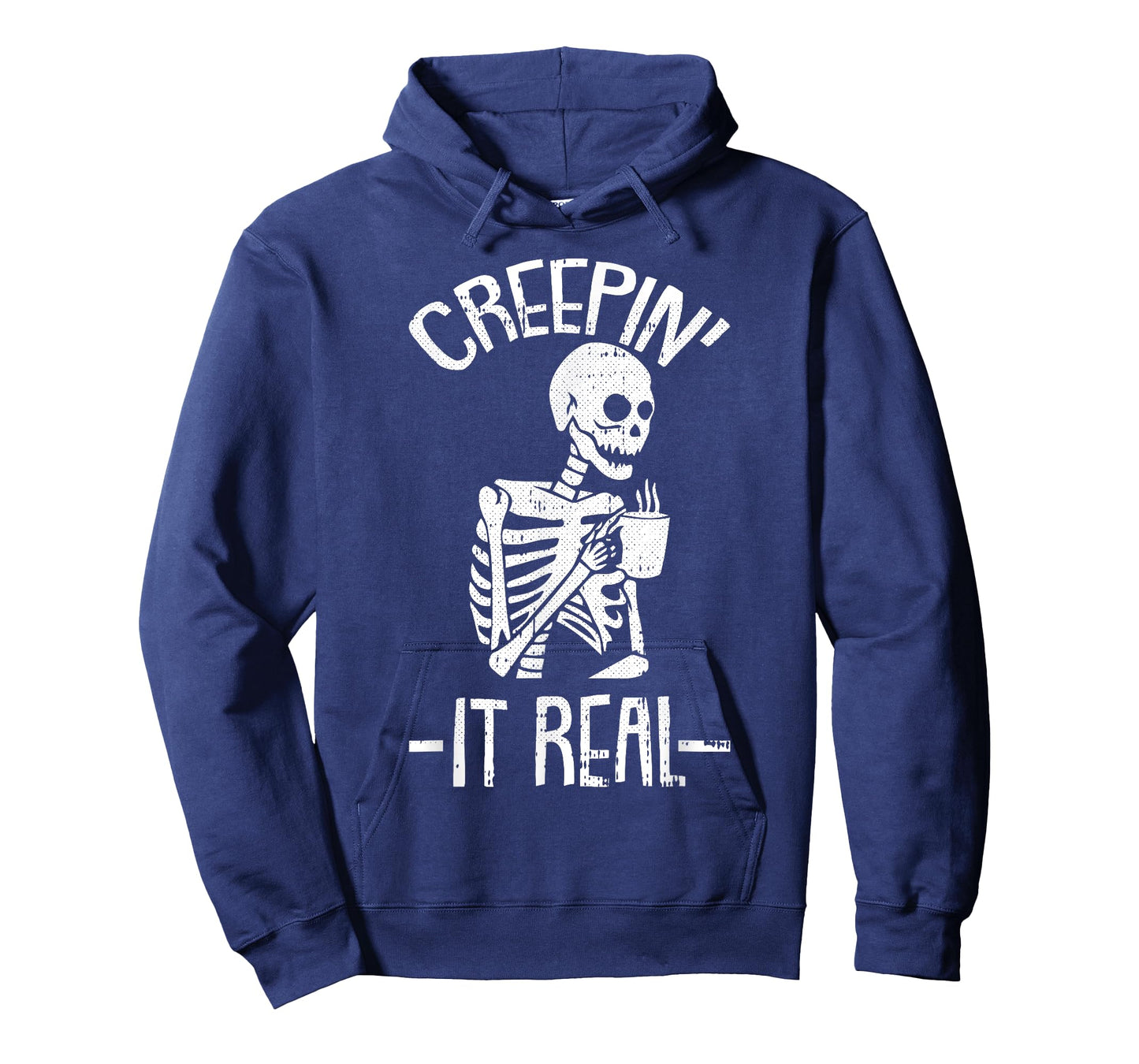 Creepin It Real Lazy Halloween Costume Funny Skeleton Skull T-Shirt