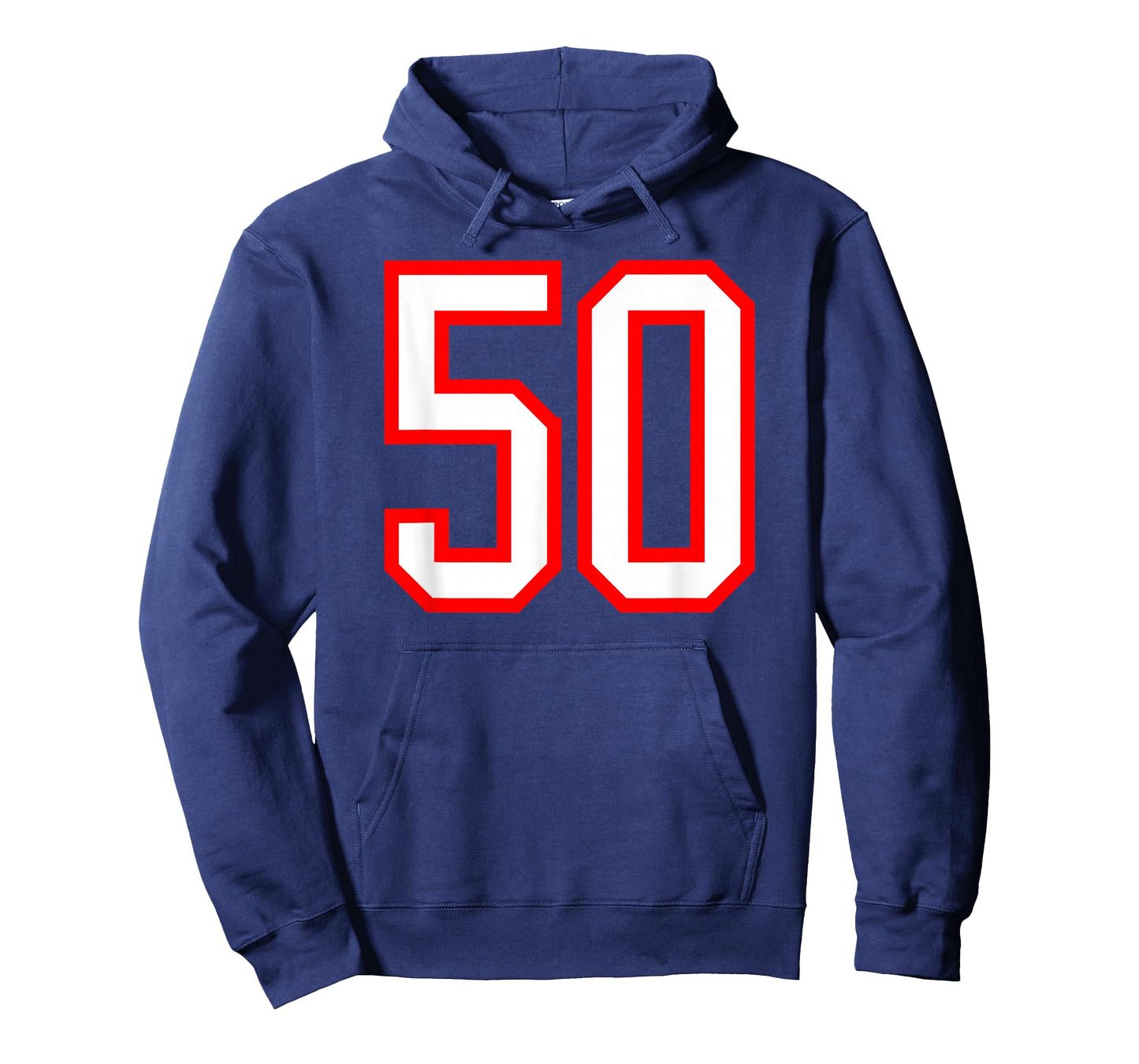 Number #50 White Red Plain Number 50 T-Shirt
