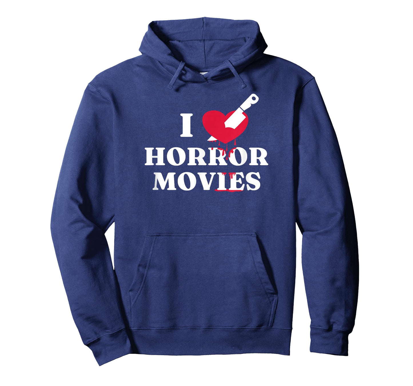 I Love Horror Movies Knife Heart Blood Splatter Fan T-Shirt