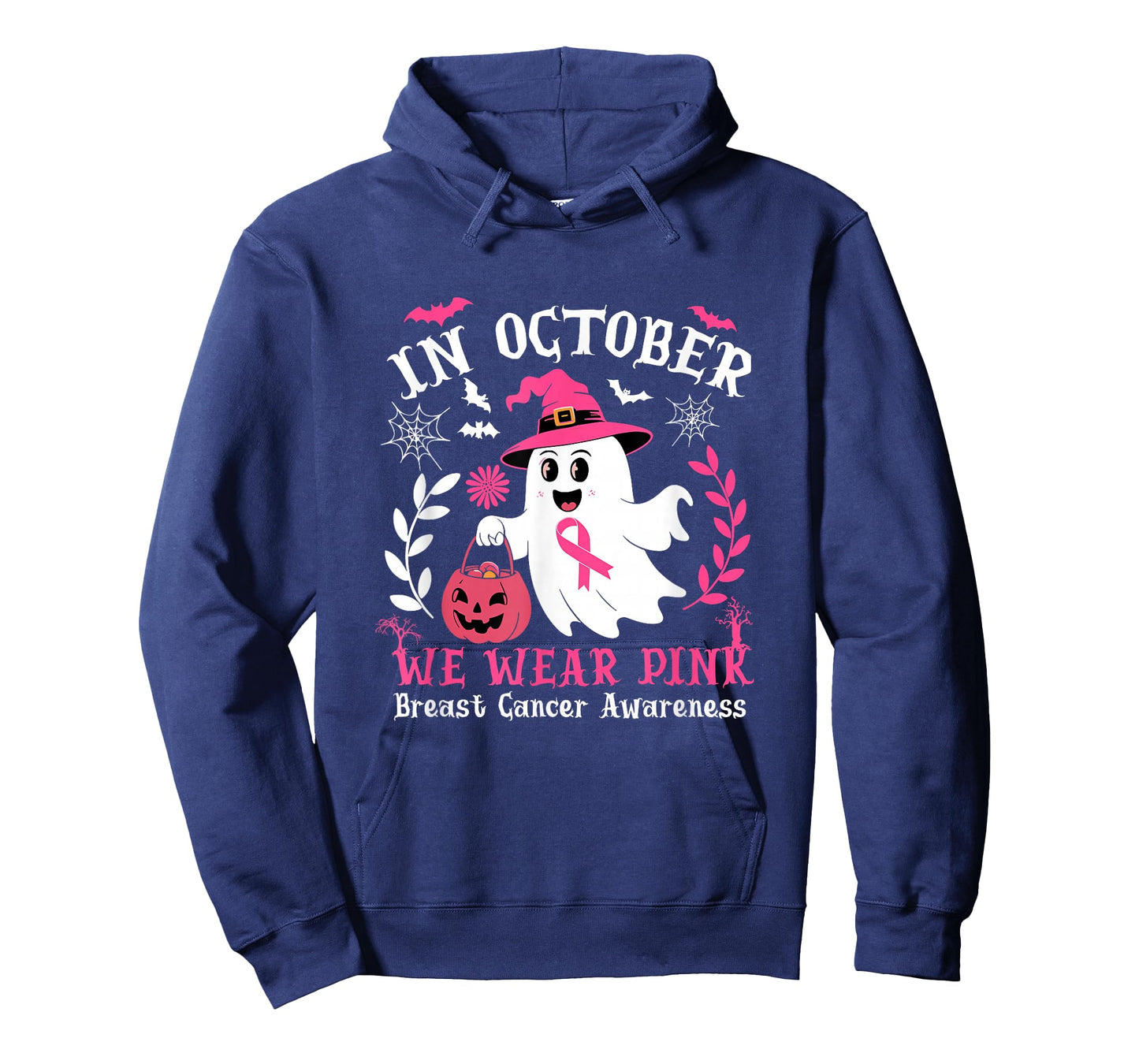 in October We Wear Pink Halloween Witch Ghost Pumpkin T-Shirt
