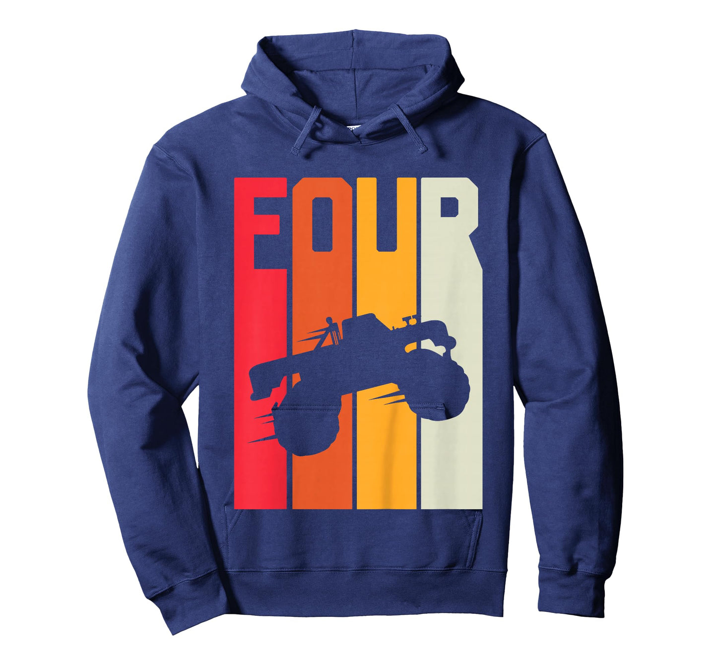 4th Birthday Retro Monster Truck 4 Years Boys Girl Kids T-Shirt