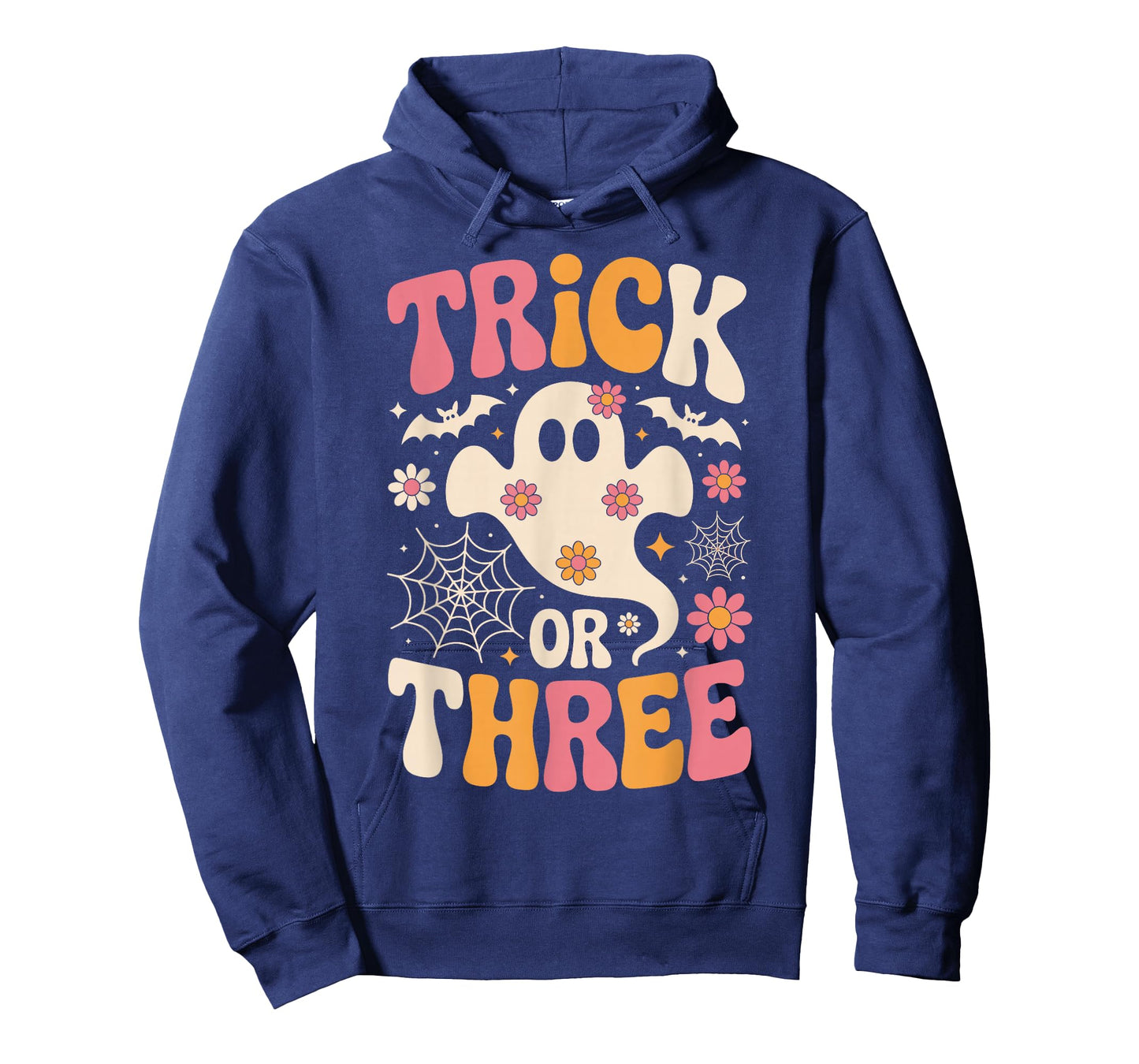 Trick Or Three 3 Years Old Birthday Groovy Ghost Halloween T-Shirt