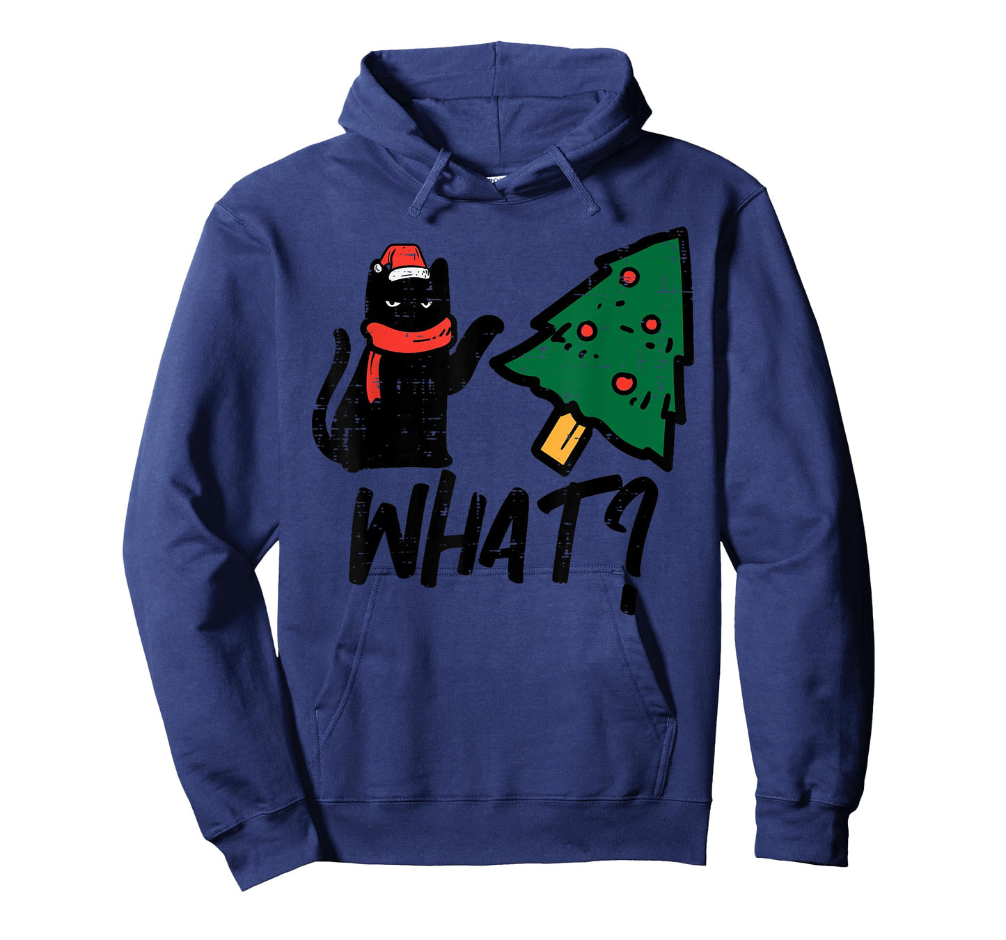 Black Cat Tipping Christmas Tree What Funny Men Women Kids T-Shirt