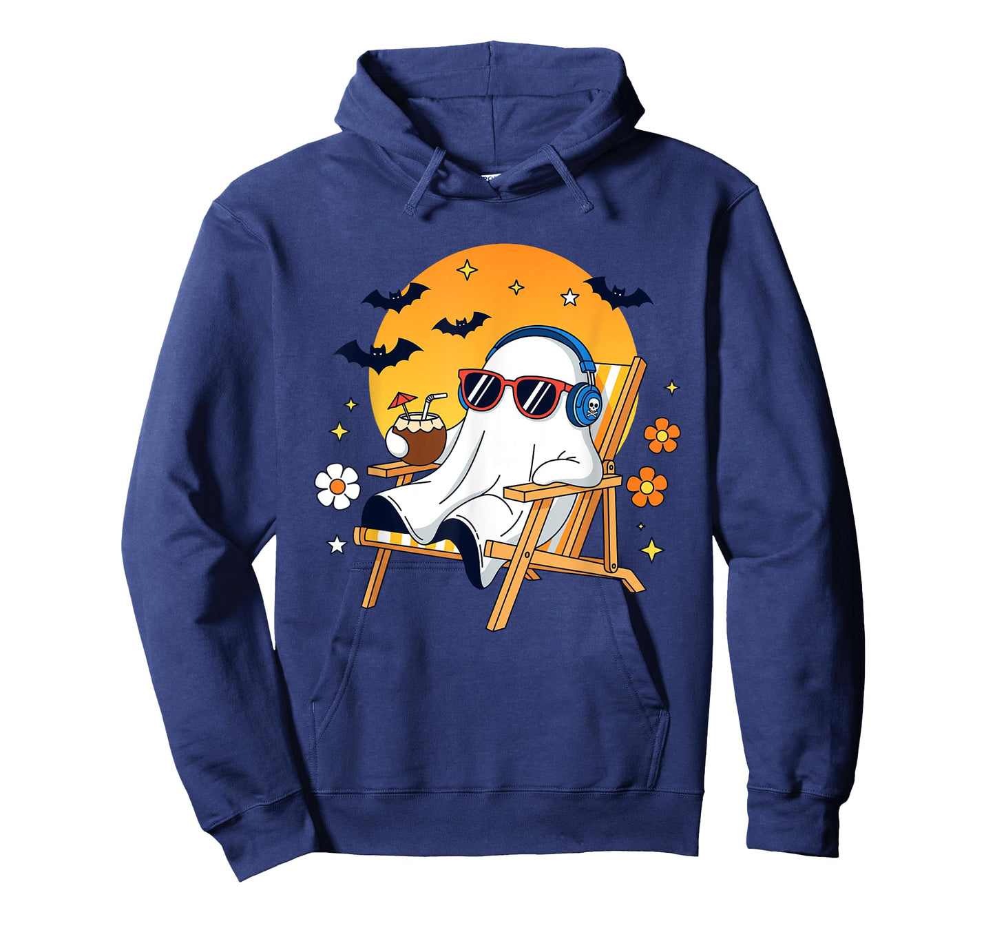 Chill Ghost Halloween Vacation Funny Beach Vibes T-Shirt