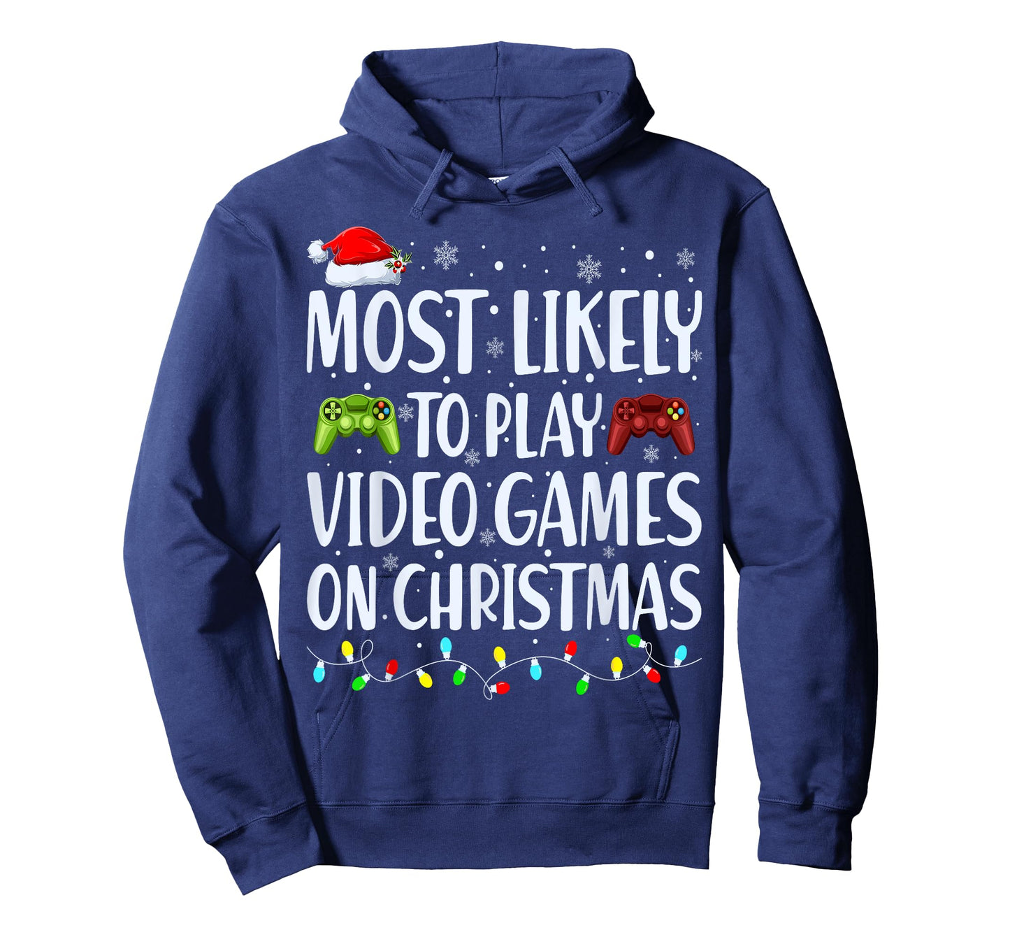 Most Likely To Play Video Games On Christmas Xmas Lights T-Shirt