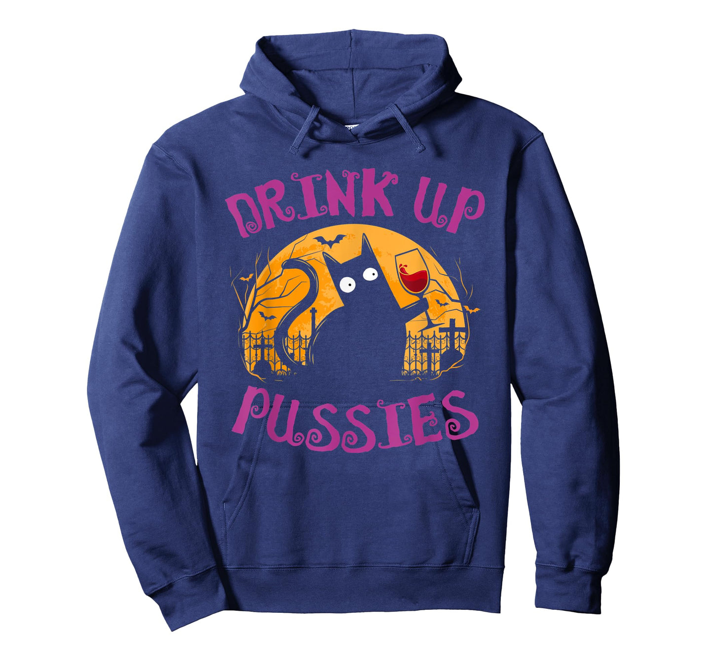 Drink Up Pussies Halloween Party Spook Black Cat Drinking T-Shirt