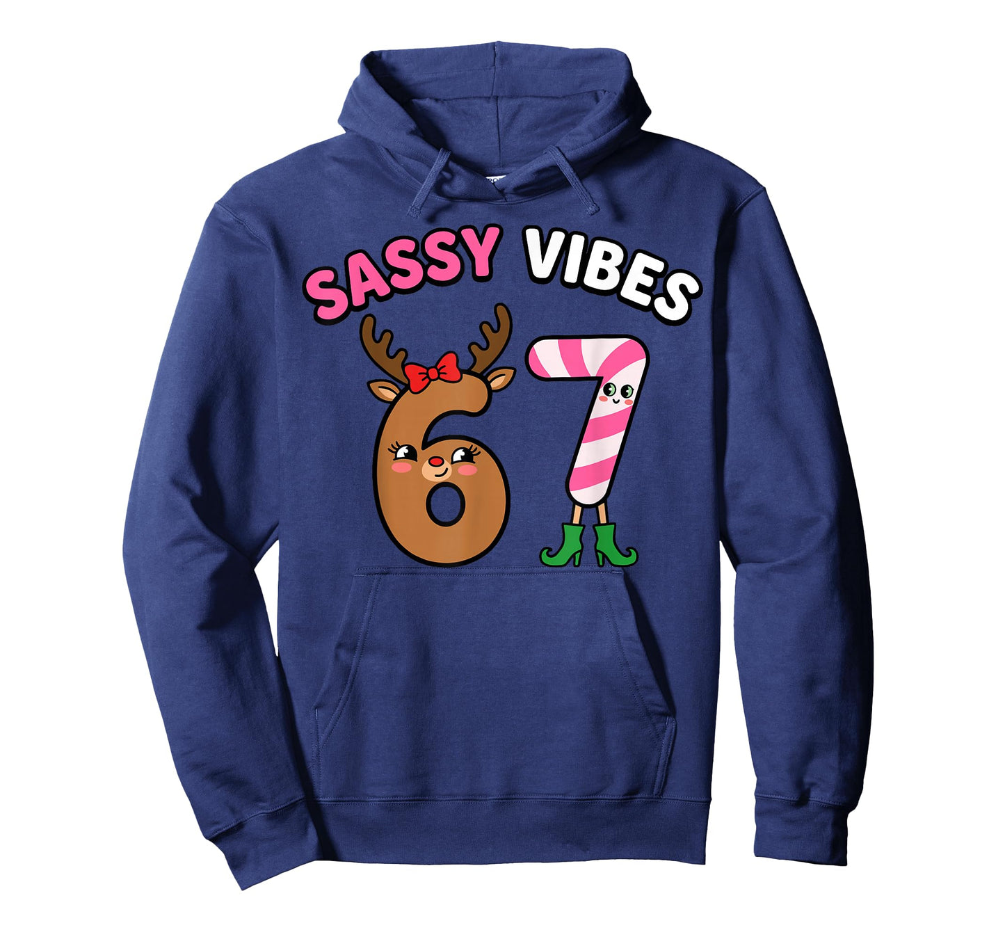 Sassy Vibes 67 Reindeer Candy Cane Christmas T-Shirt