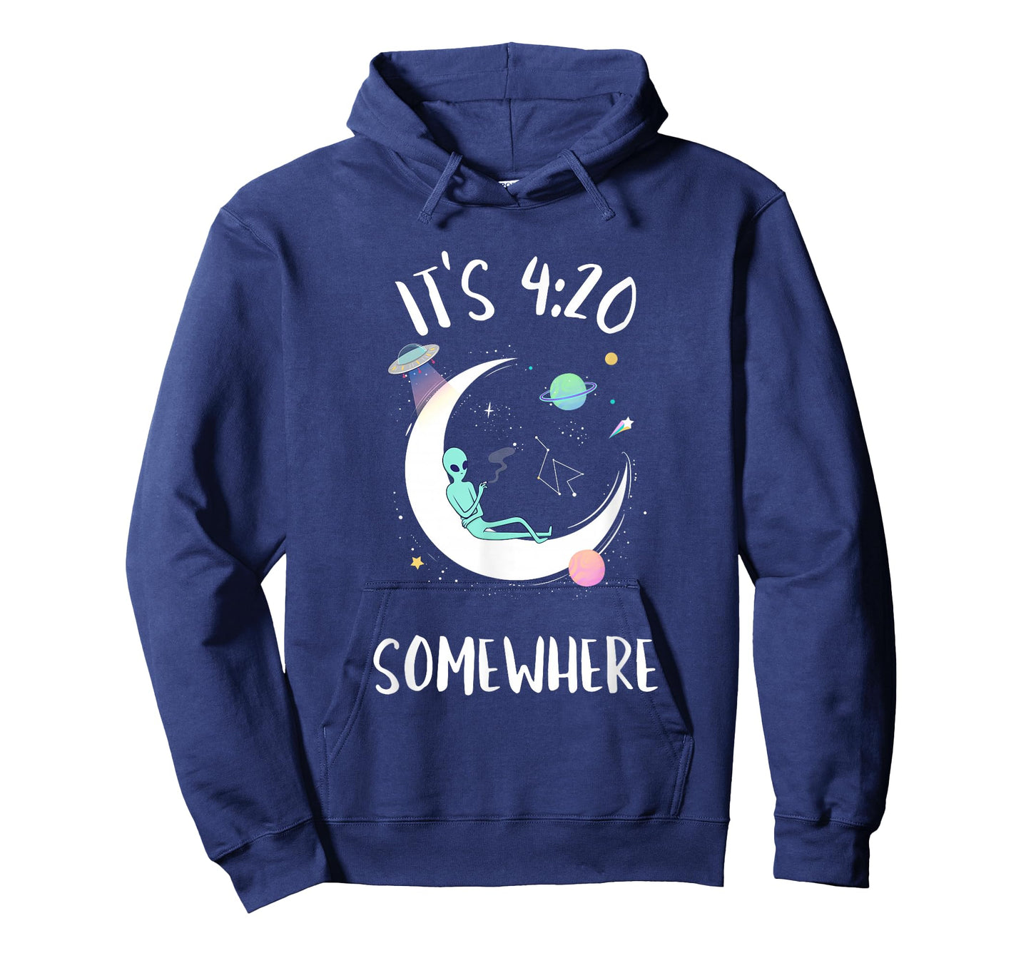 Funny Weed Joint Smoking Moon Alien | It's 4:20 Somewhere T-Shirt