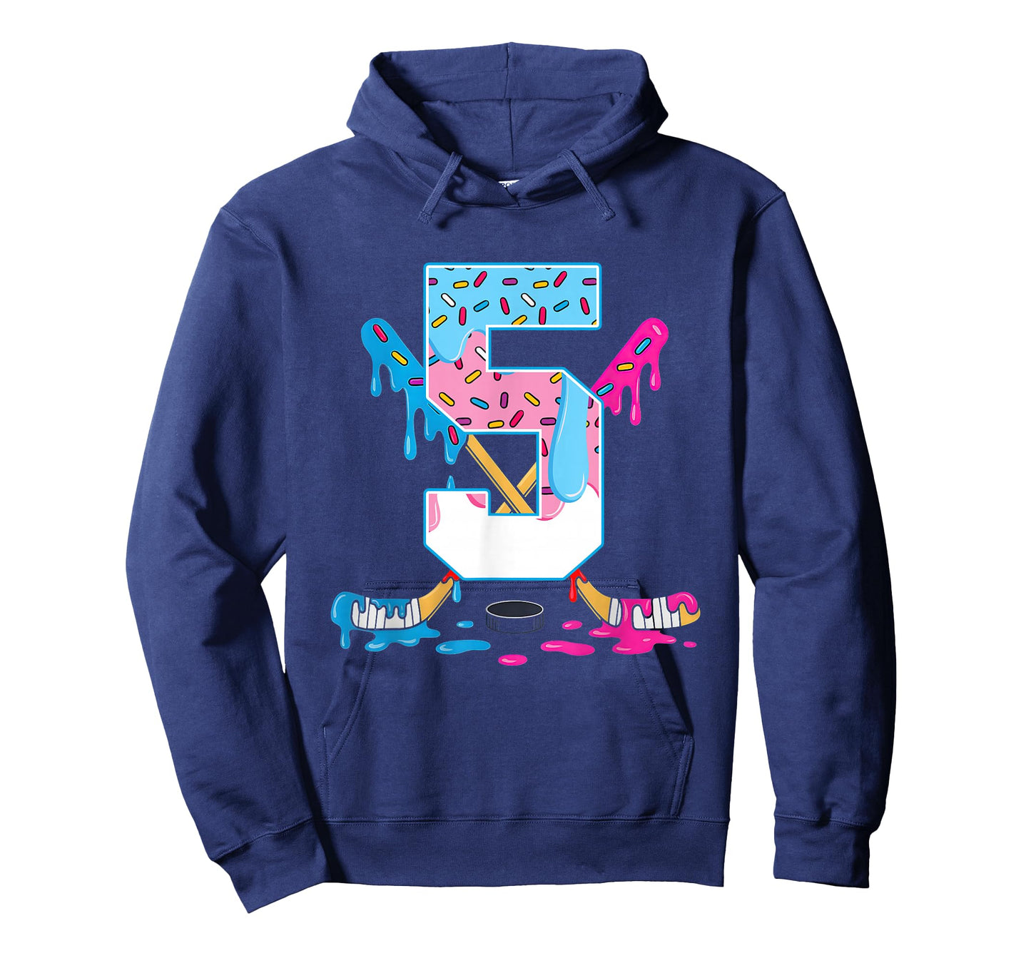 Hockey 5 Years Old Ice Cream Drip 5th Birthday Kids Gift T-Shirt