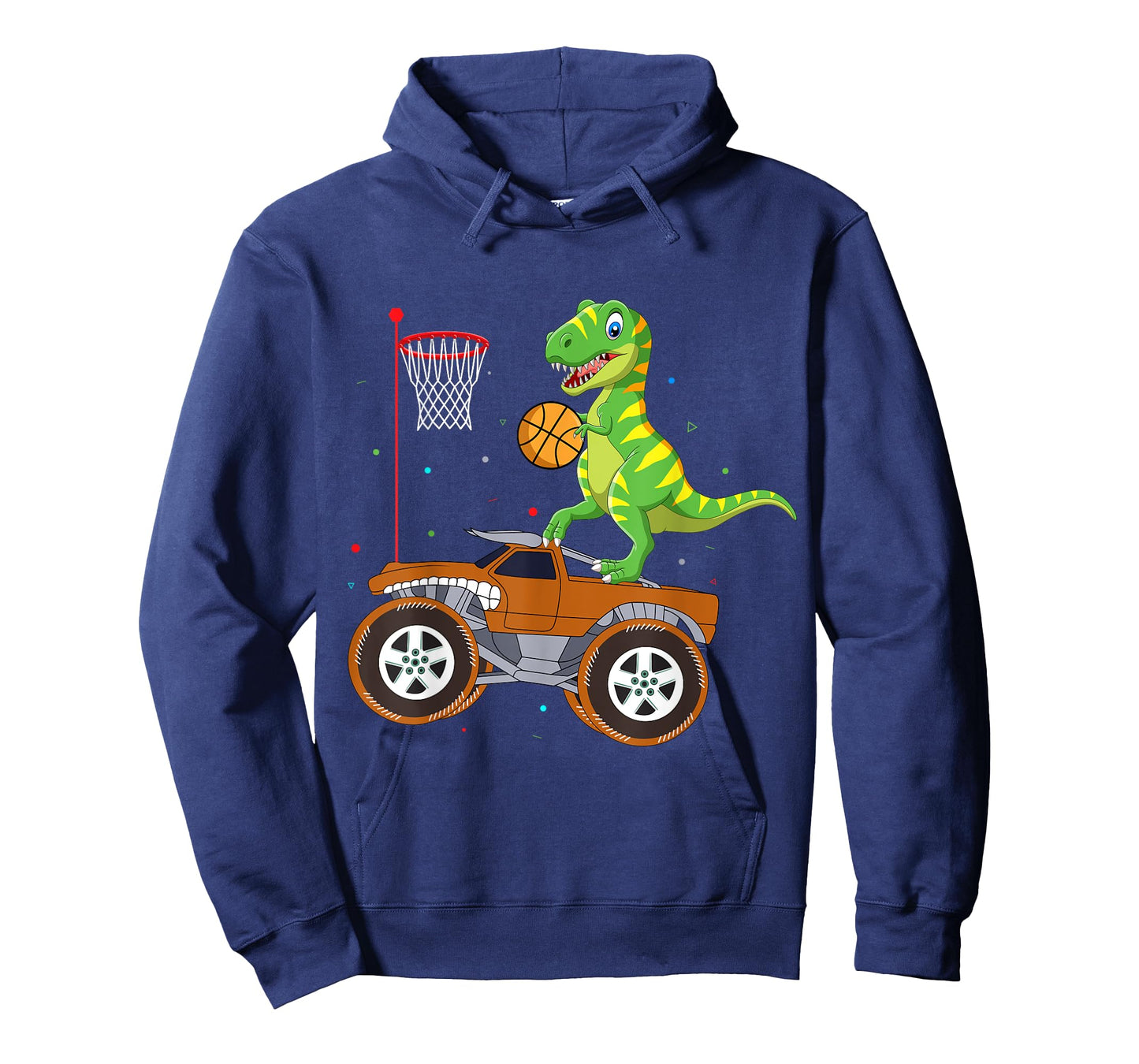T Rex Dinosaur Playing Basketball Monster Truck Boys Girls T-Shirt