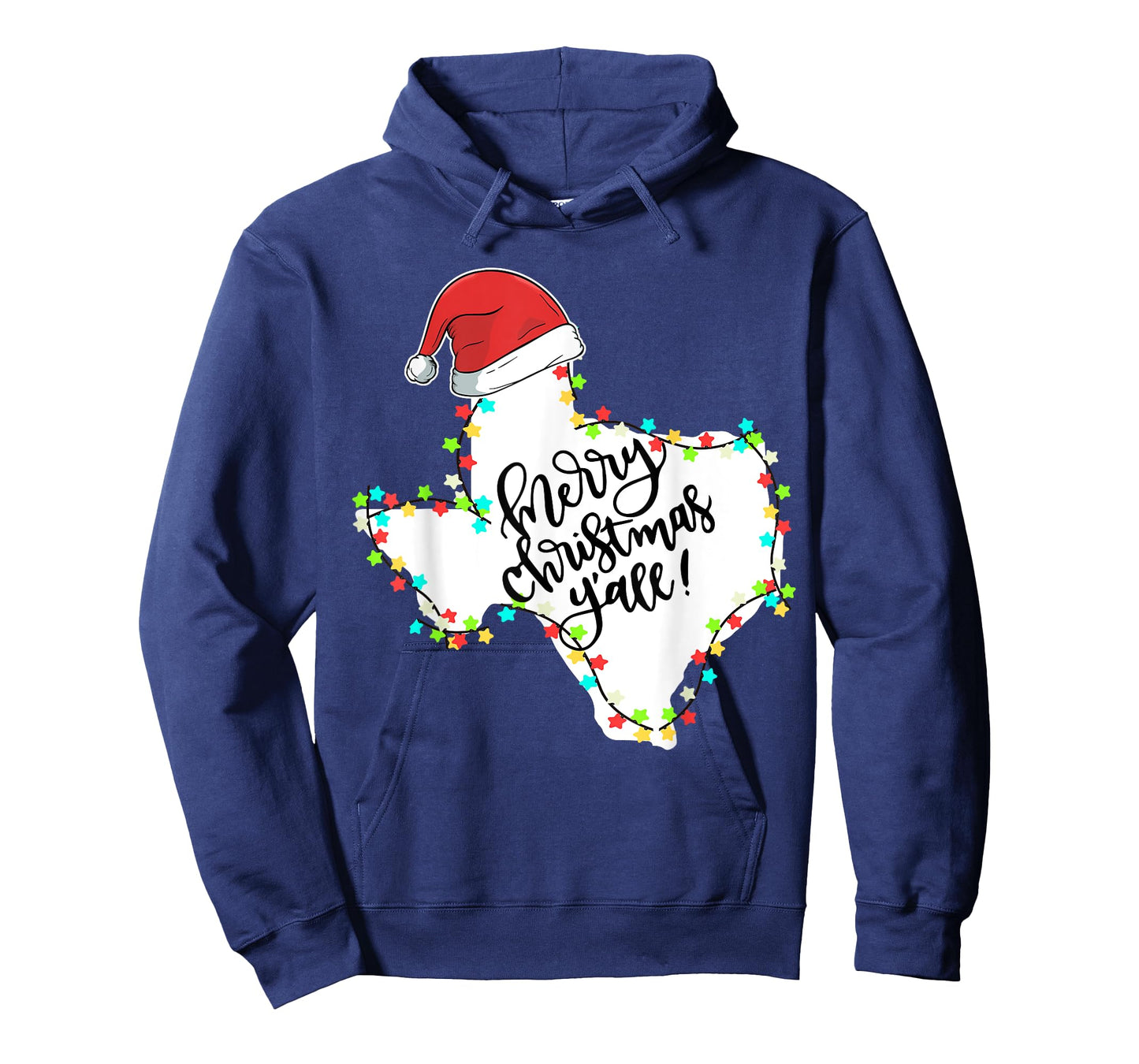 Texas Merry Christmas Y'all State Santa Hat & Lights T Shirt T-Shirt